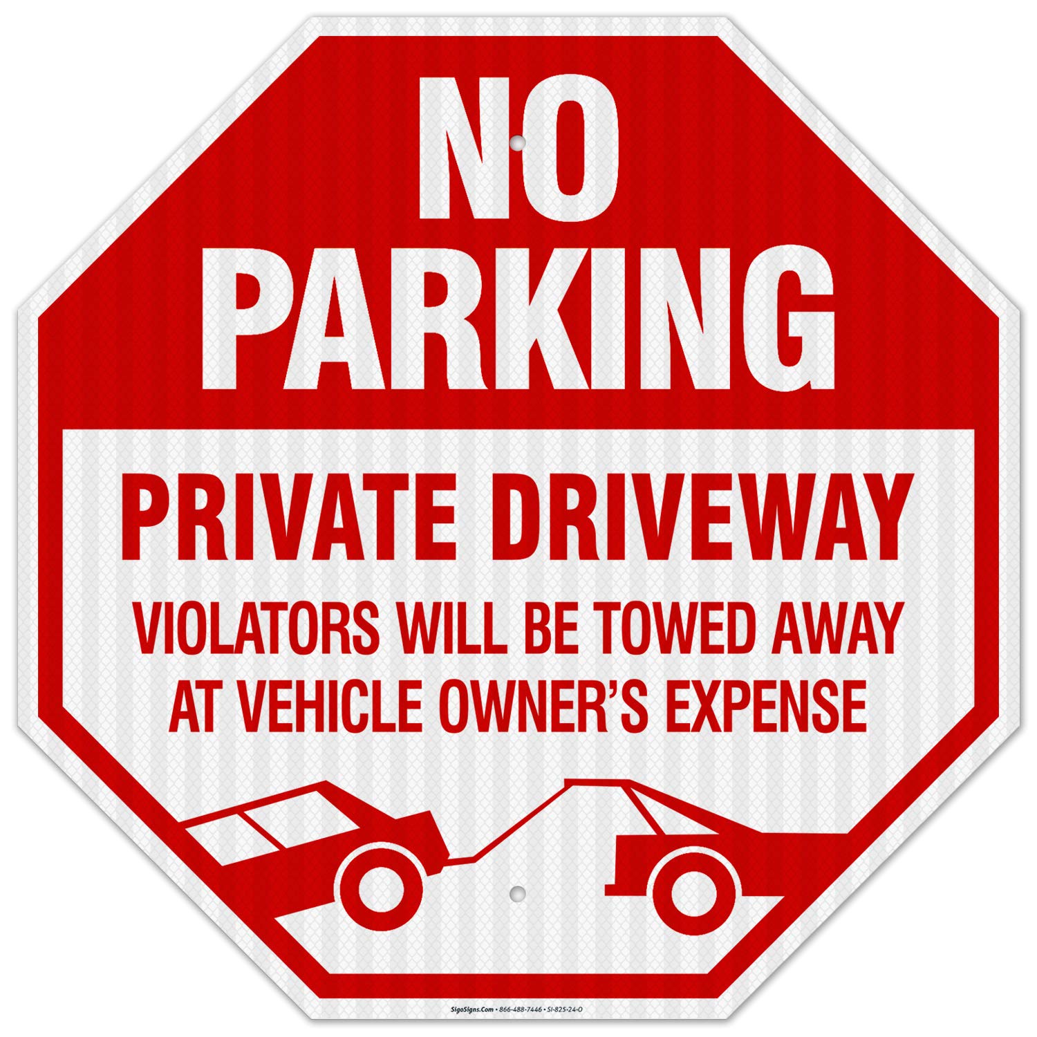 Private Driveway No Parking Sign - 24x24 Inches, 3M EGP Reflective .080 Aluminum, Fade Resistant - Indoor/Outdoor Use, Made in USA - Perfect for Driveways, Parking Lots & Property Security
