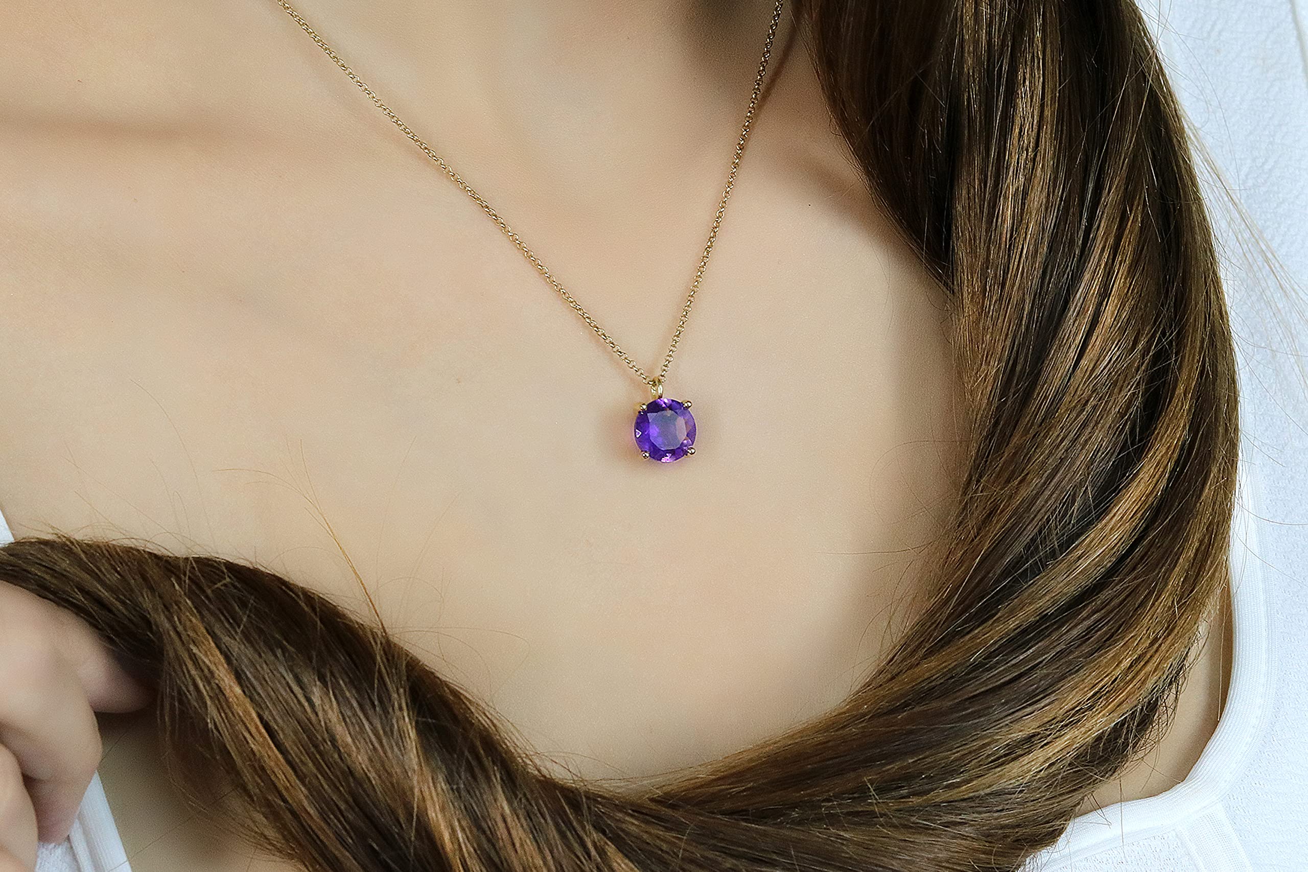 Anemone Jewelry Amethyst Necklace - Natural Gemstone Birthstone Pendant for Women | Handmade Adjustable Chain | Perfect for Gifts, Weddings & Special Occasions