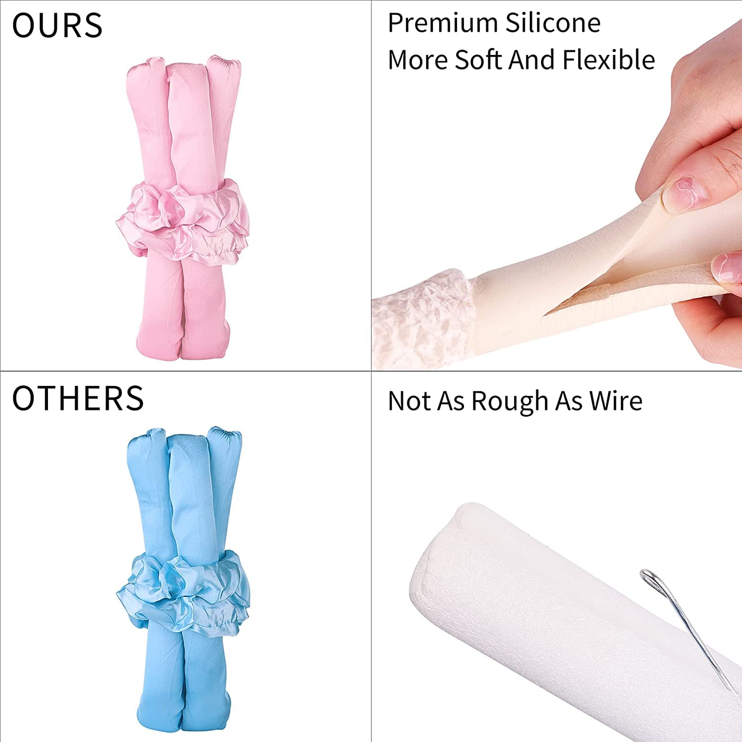 WENGONVILA Heatless Curling Rod Headband Set - No Heat Hair Rollers with Silk Ribbon, Hair Clips & Scrunchie for Overnight Curls (Multi Color) | Perfect for Bedtime Styling & Damage-Free Waves