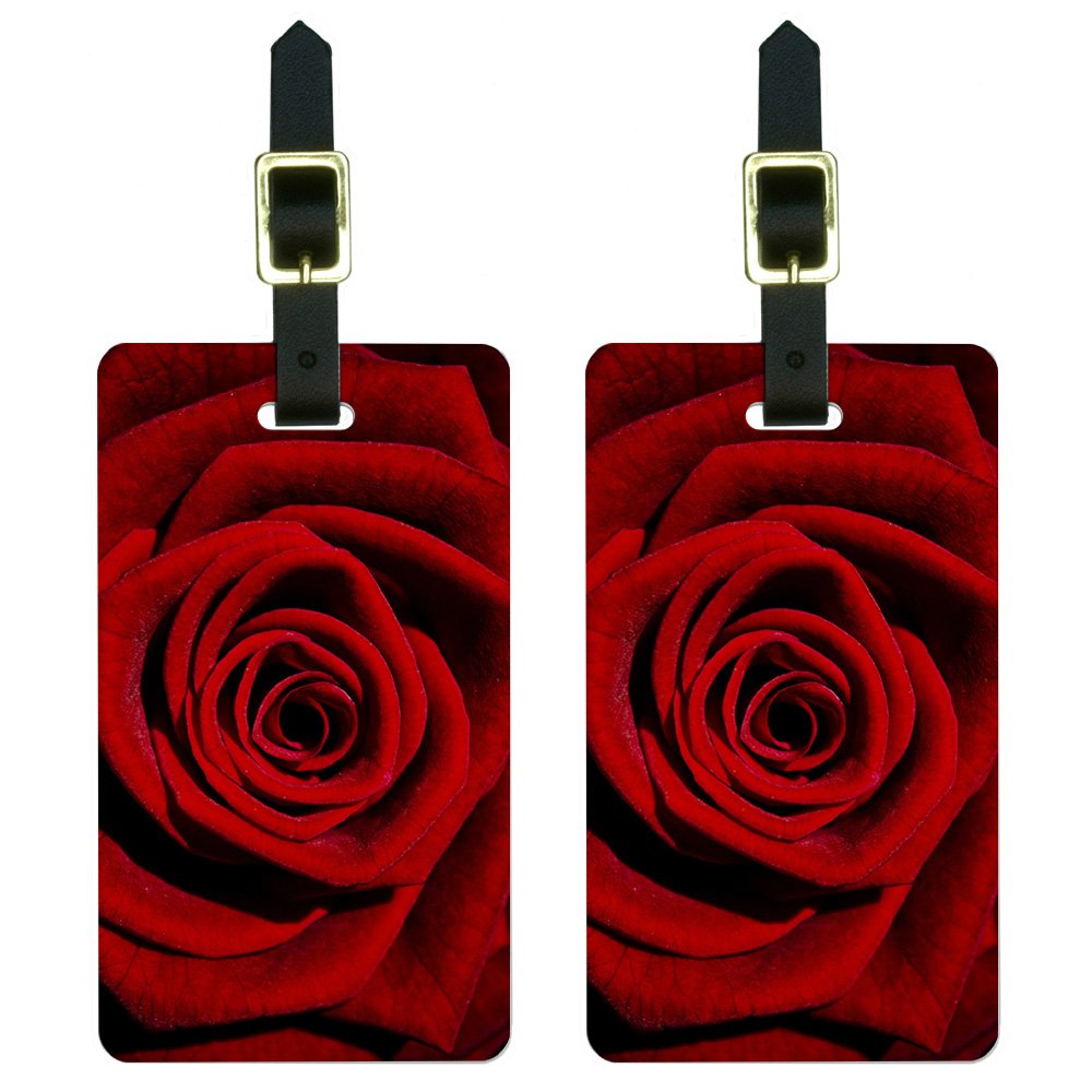 Red Rose Petals Luggage Tags - Durable Suitcase ID Tags for Carry-On Bags & Travel Accessories | Perfect for Airports, Business Trips & Vacation Travel