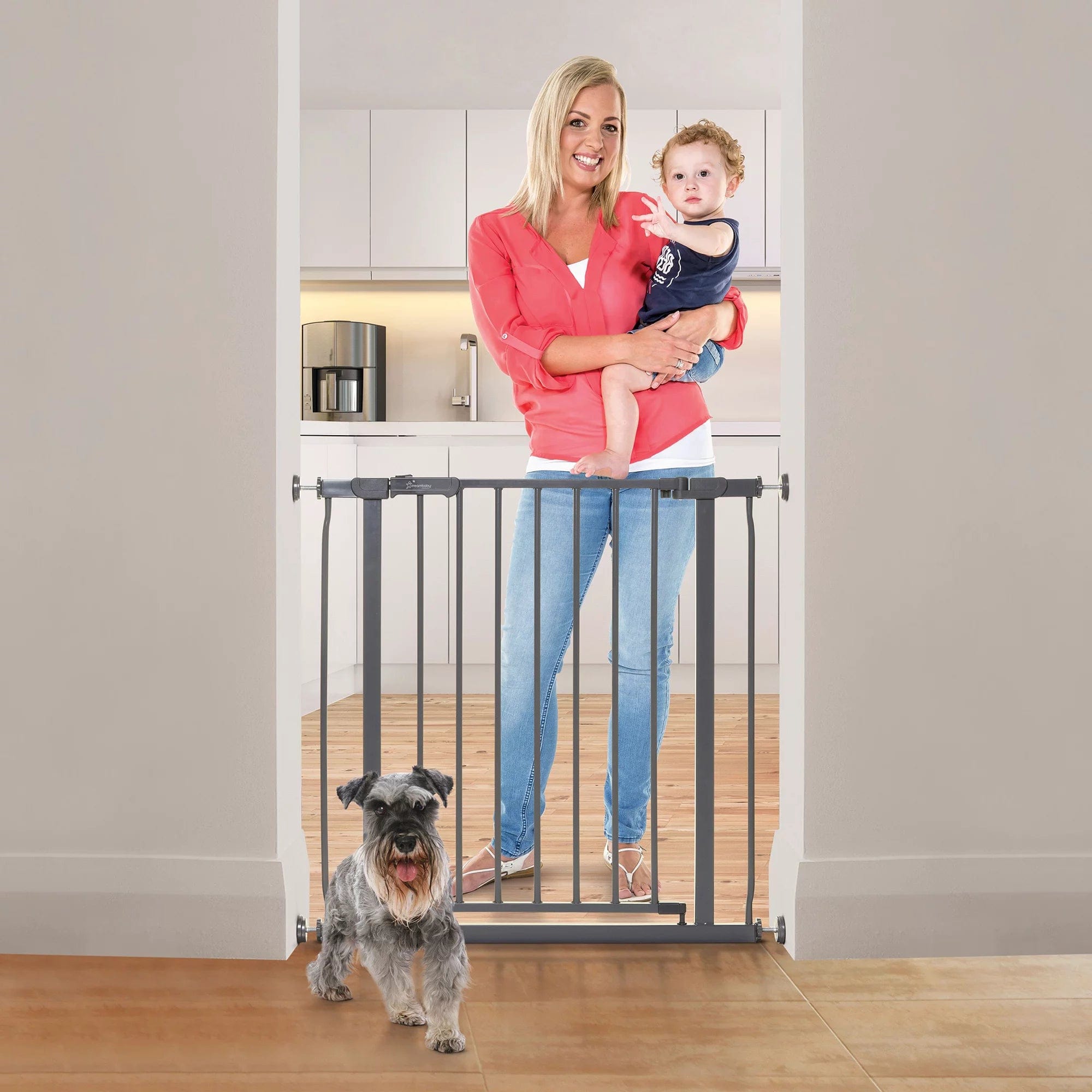 Aruba Charcoal Gray Safety Doorway Gate for Baby & Pet - Childproof Stair Barrier with Easy Installation - Perfect for Homes, Stairs, and Hallways