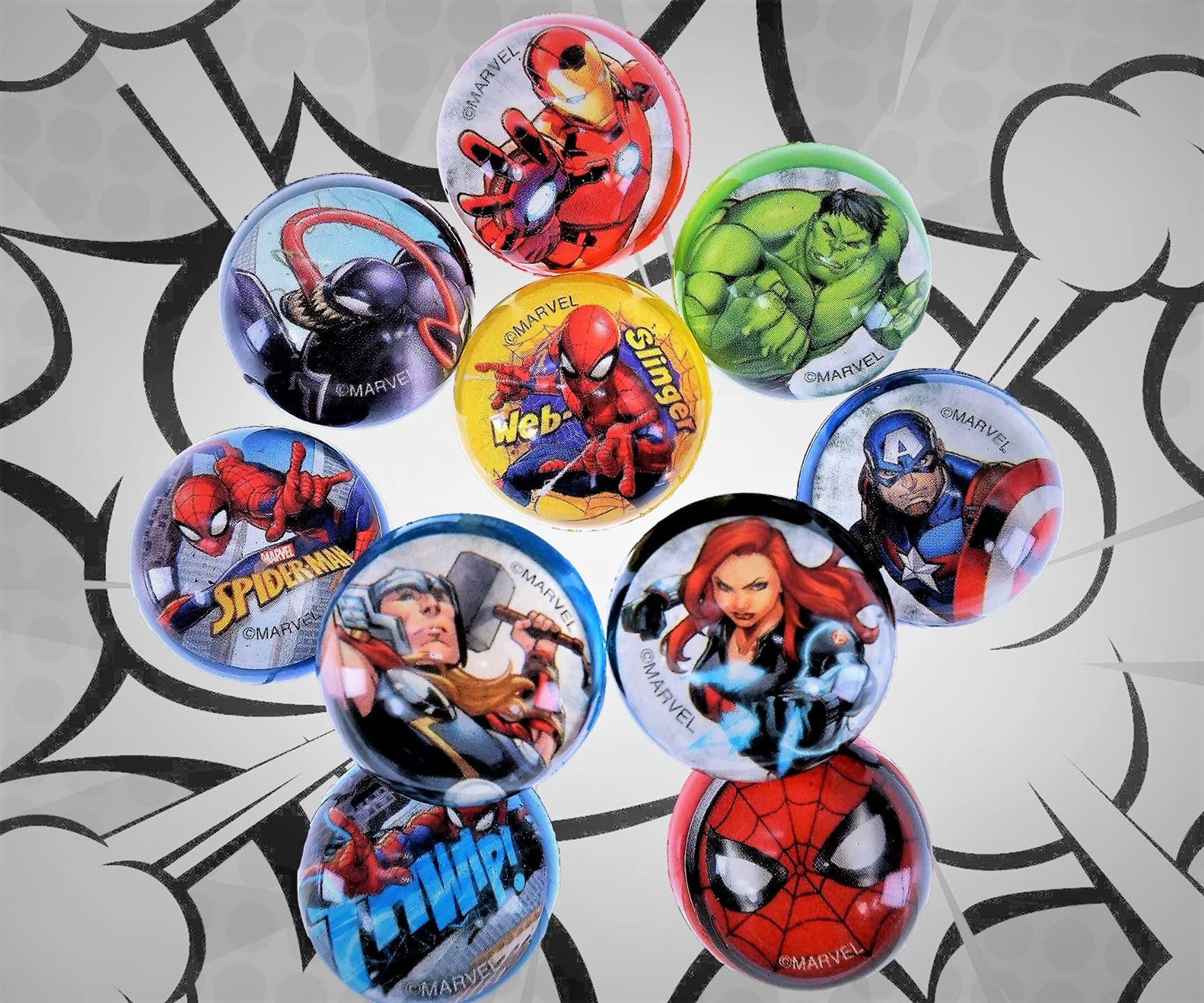 JA-RU Marvel Avengers & Spiderman Super Bouncy Balls - 1.2