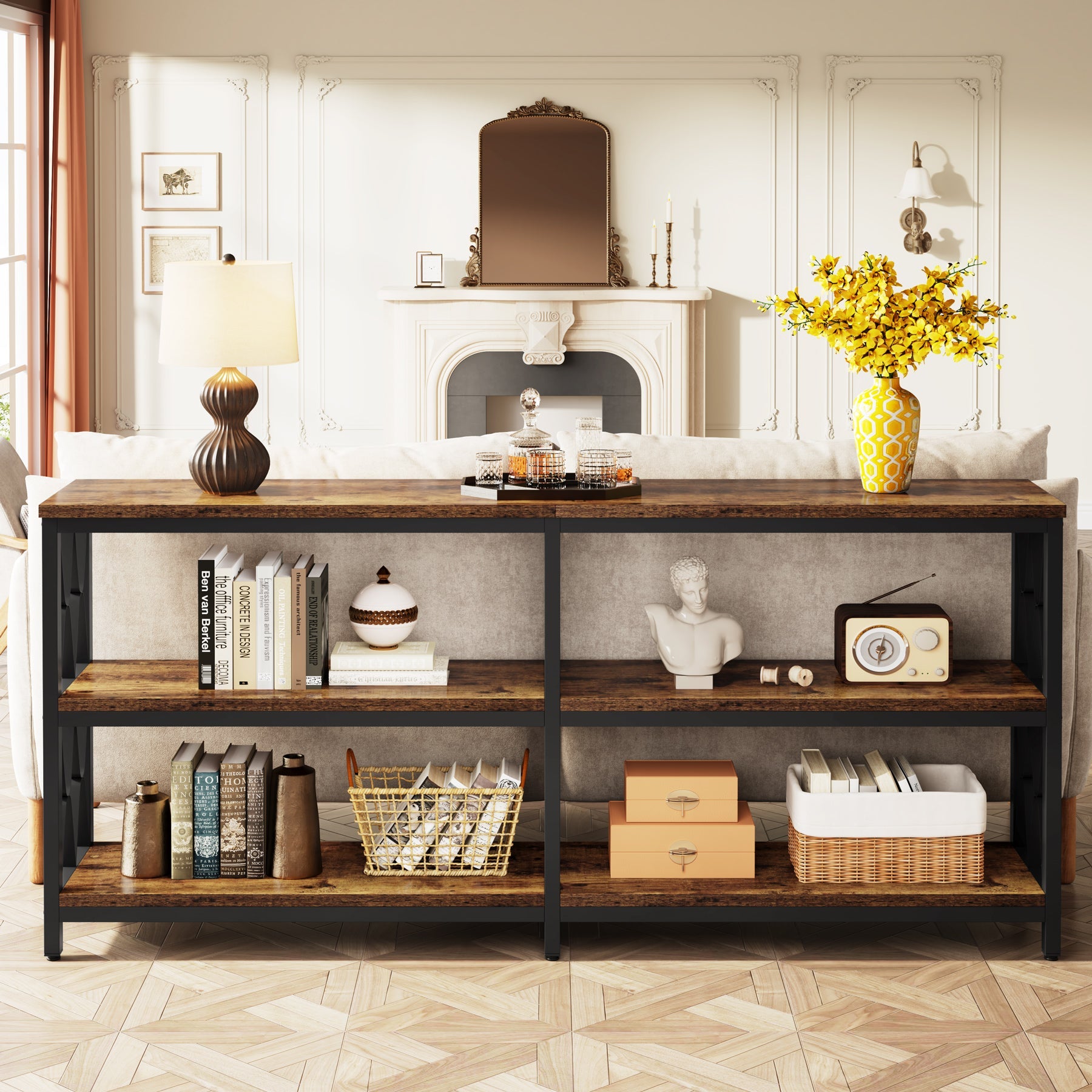 3-Tier Industrial Console Table - 70.9