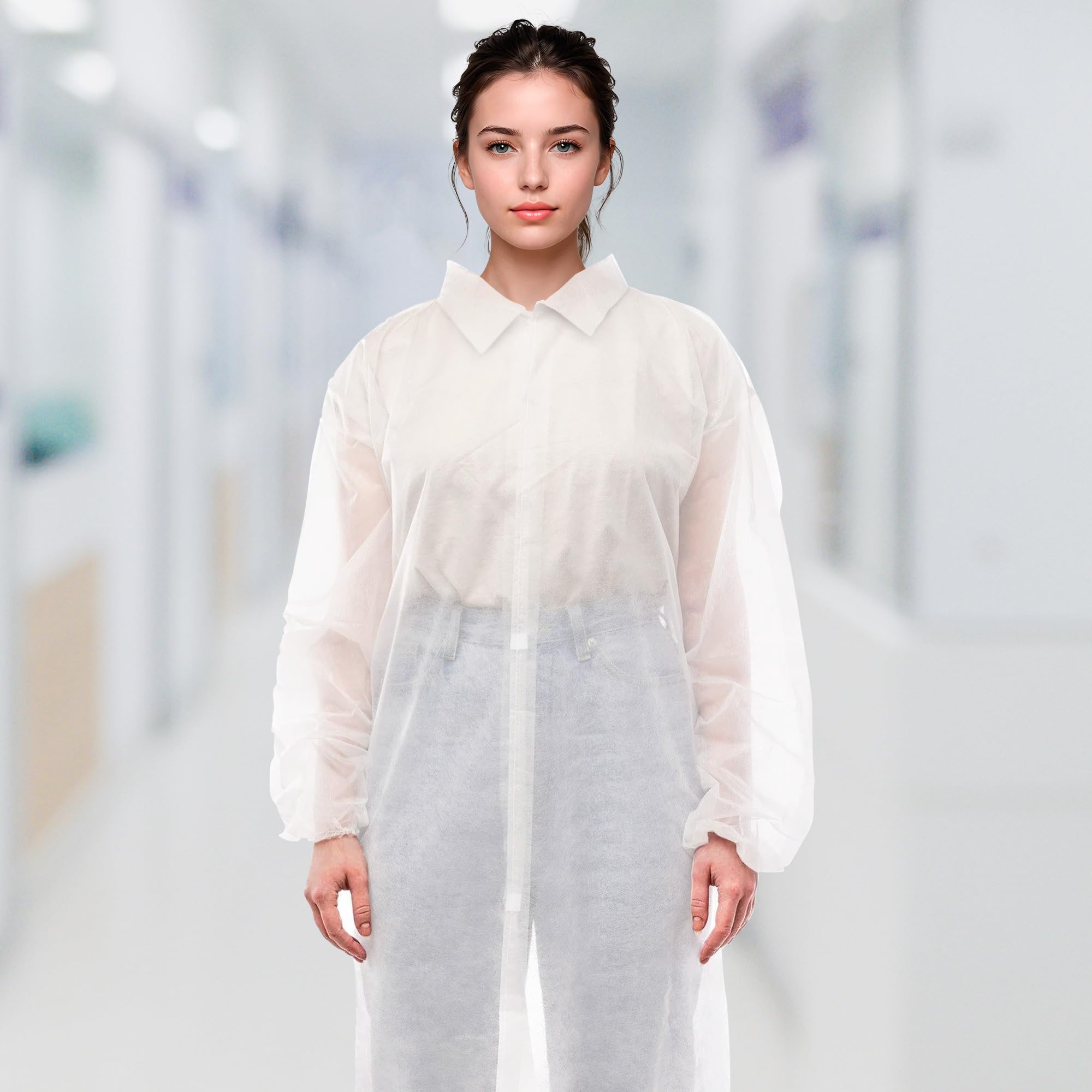 White Disposable Lab Coats for Adults - Small Size (Pack of 25) | Medical PPE Protective Clothing | 42 GSM Polypropylene Material with Elastic Cuffs & Hook Loop Closure | Ideal for Laboratories, Hospitals, Cleanrooms & Medical Professionals