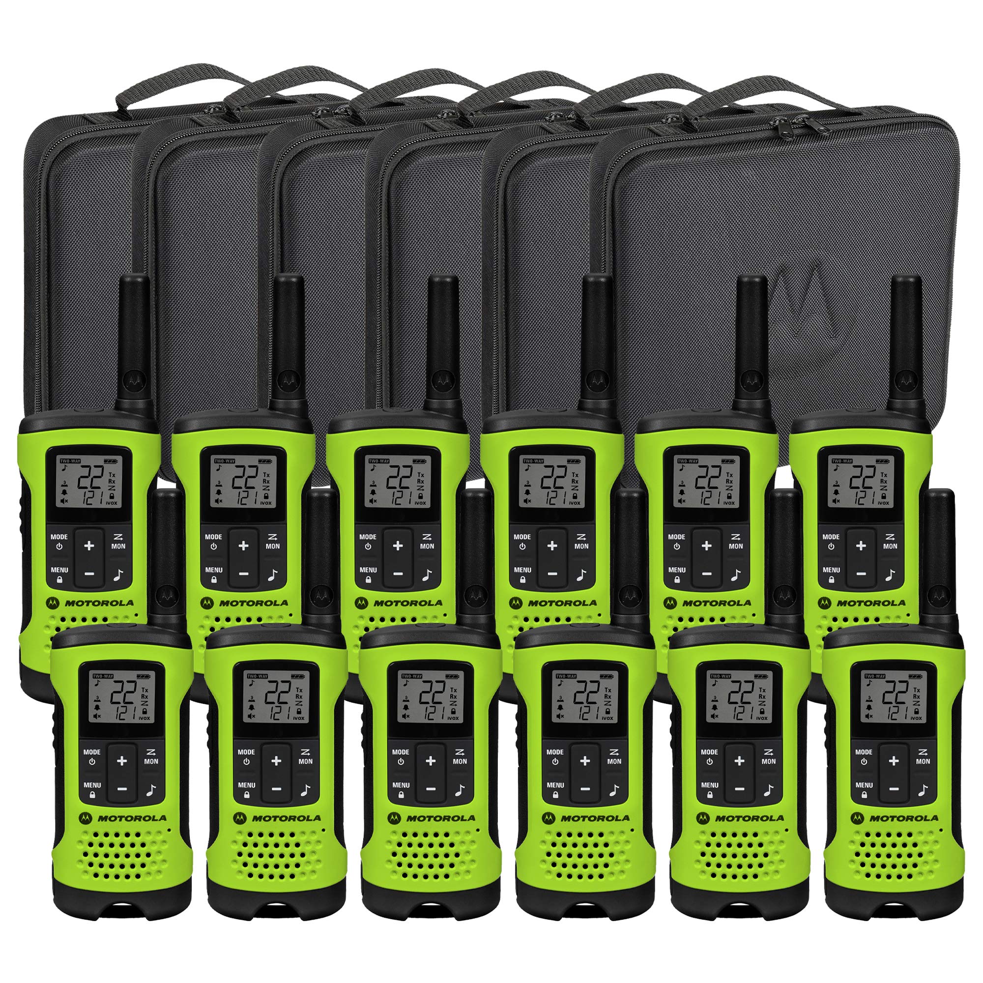 Motorola Talkabout T605 35-Mile Range Two-Way Radios (12-Pack, Lime Green) - Perfect for Outdoor Adventures, Camping, Hiking & Emergency Communication