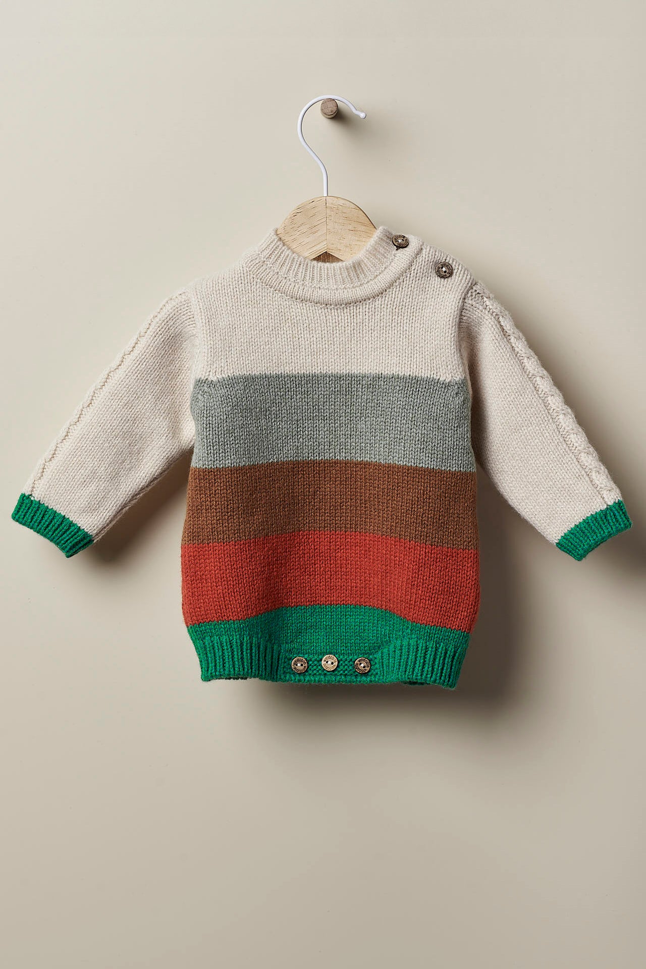 Pedro Beige & Green Striped Cashmere Knit Sweater & Pants Set for Women - Soft & Cozy Winter Outfit for Work, Travel & Casual Wear