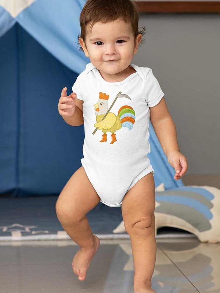 Smartprints Chicken with a Tool Bodysuit - Cute Baby Onesie for Newborns & Infants - Perfect for Playtime, Photo Shoots & First Birthday Outfits
