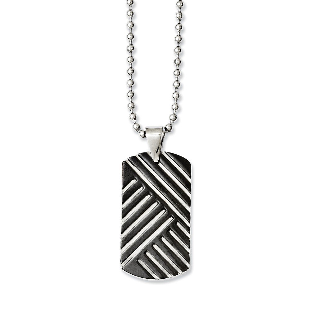 Premium Solid Stainless Steel Black Enamel Dog Tag Necklace - 24 Inch Adjustable Chain - Personalized Pet ID, Military Style, Fashion Jewelry for Men & Women - Perfect for Everyday Wear, Gifts, and Outdoor Activities