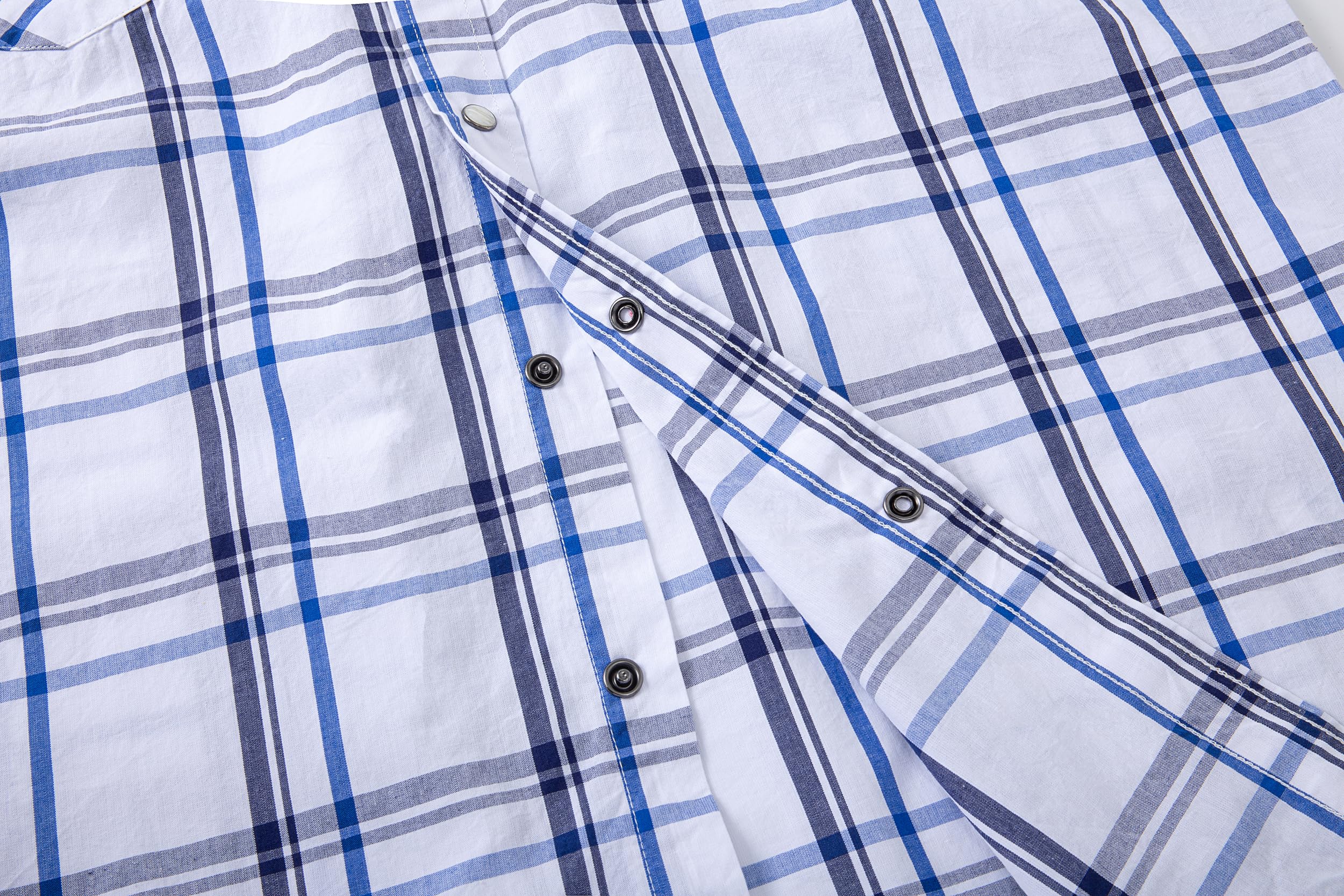 Men's Short Sleeve Western Shirts with Pearl Snap Buttons - Casual Button Up Plaid Shirt Regular Fit for Cowboy, Rodeo & Country Style Outfits - Perfect for Concerts, Parties and Outdoor Adventures