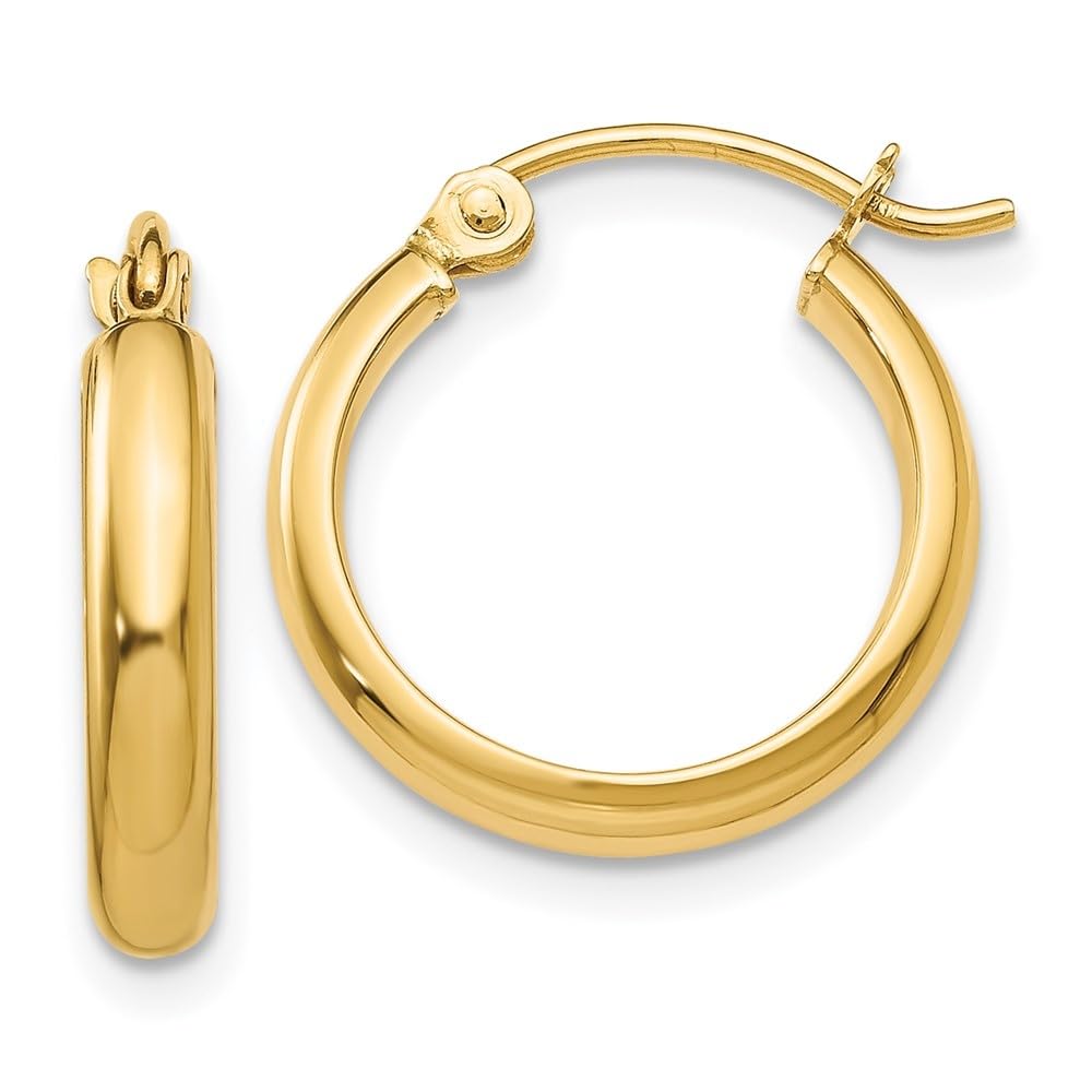 14K Yellow Gold Round Tube Hoop Earrings for Women - Diamond2Deal Fine Jewelry - Perfect for Everyday Wear, Parties & Special Occasions