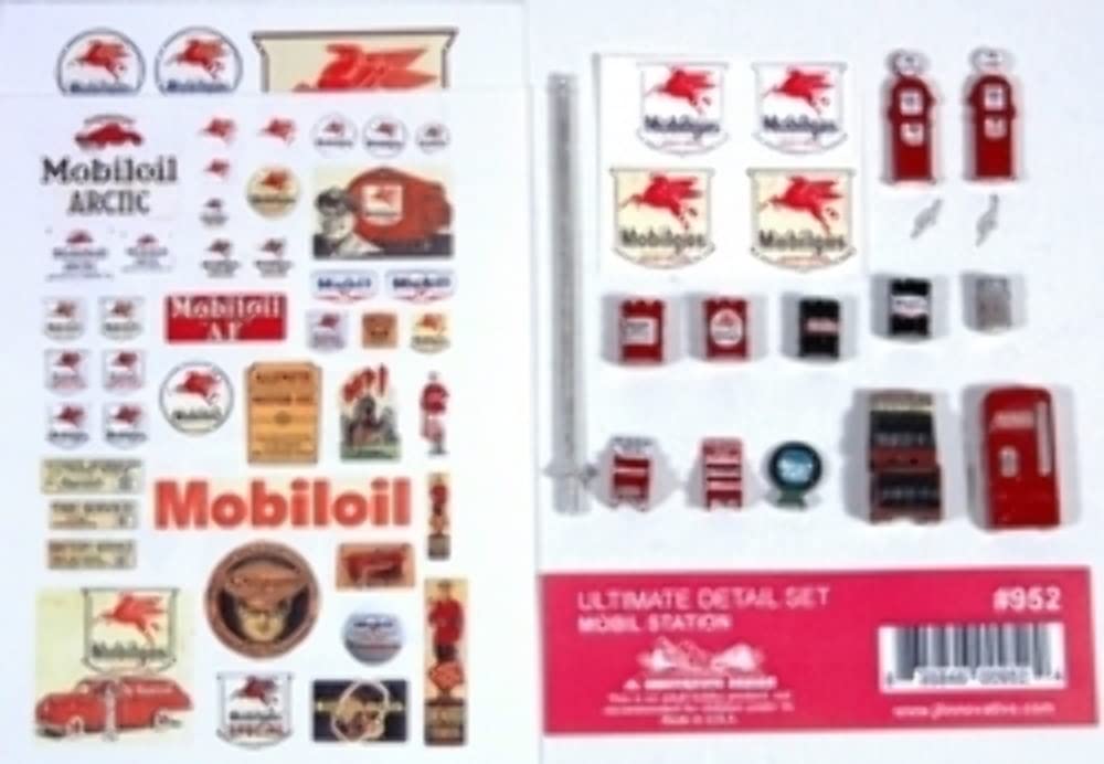 Ultimate Detailed Mobil Gas Station Decor Set for Model Scenes