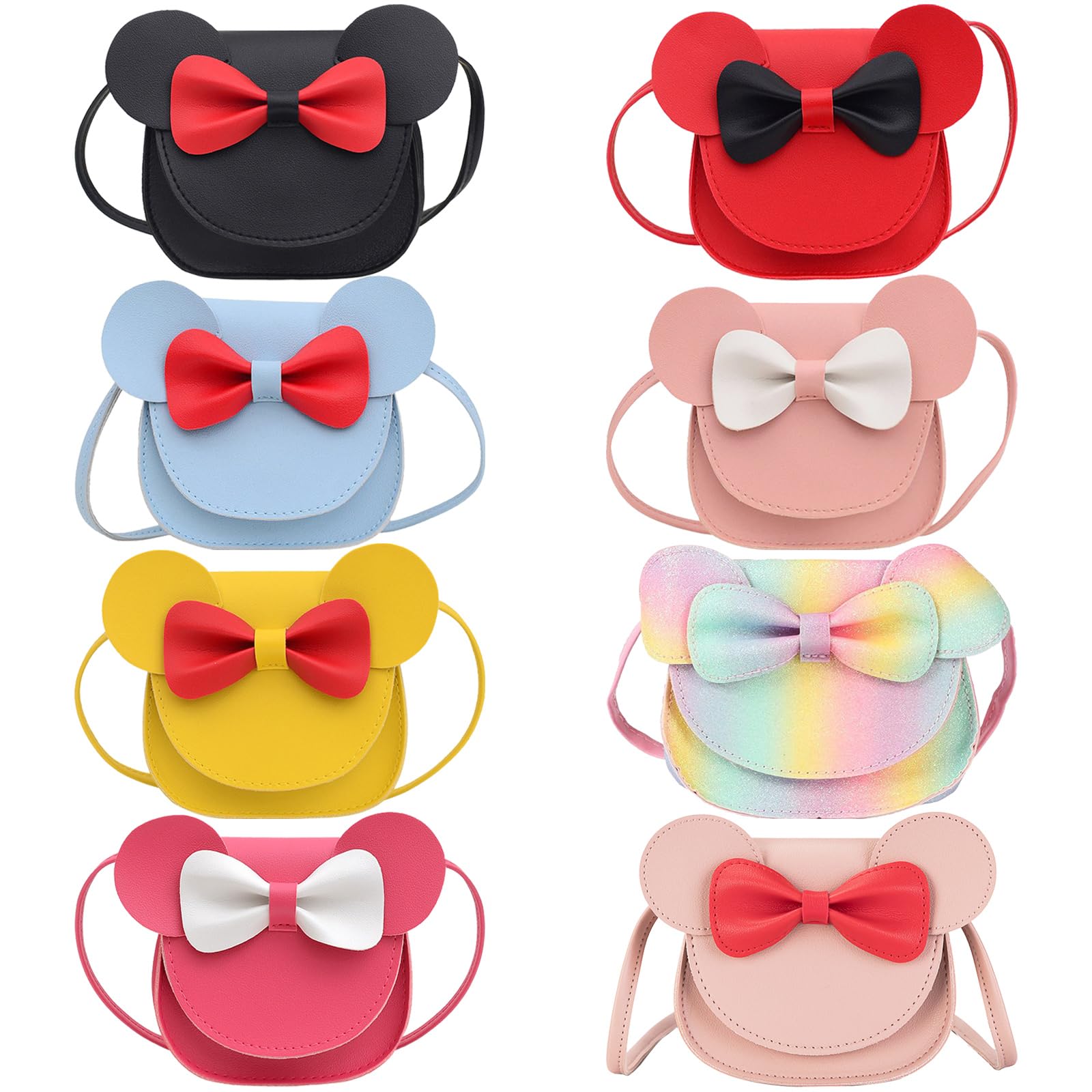 SOTOGO 8-Piece Little Girls Crossbody Purse Set - Cute Princess Handbags & Mini Shoulder Bags for Toddlers (8 Colors) - Perfect for Birthday Gifts, Dress-Up Play & Everyday Use