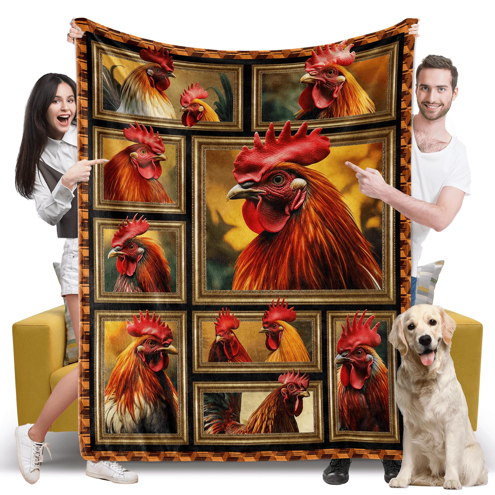 Soft Plush Chicken Throw Blanket 50x60 Inches - Cozy Flannel Fleece Blanket for Couch, Bed & Travel - Fun Chicken Gifts for Women & Men - Perfect for Snuggling, Home Decor and Unique Birthday Presents