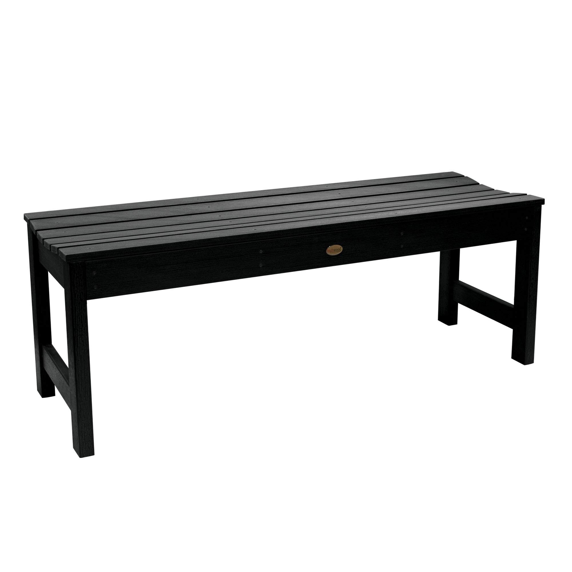 Highwood Lehigh Backless Bench 4 Feet - Durable Black Outdoor Bench for Patio, Garden, and Deck Seating