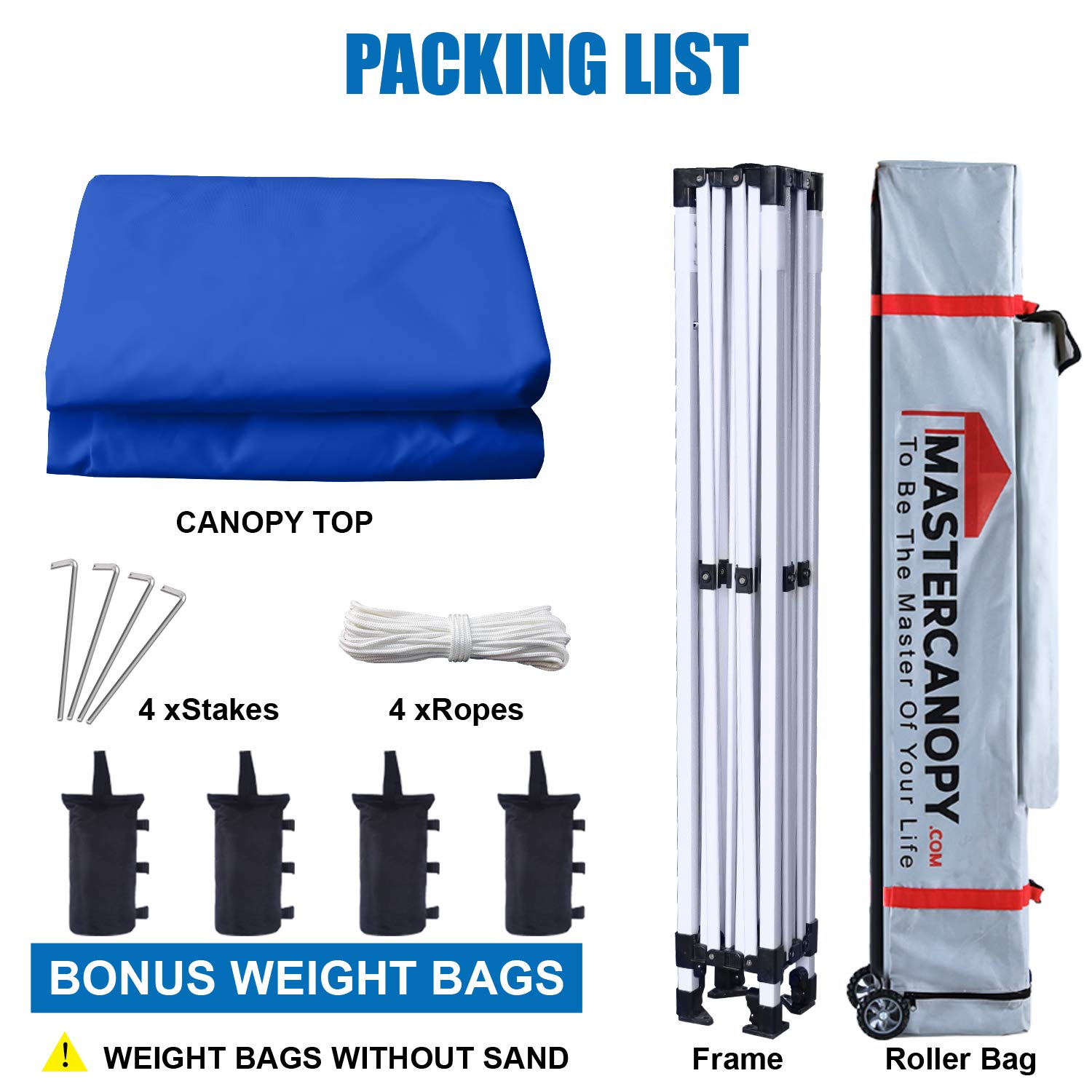 MASTERCANOPY 10x10 Commercial Grade Pop Up Canopy Tent - Instant Shelter for Outdoor Events, Beach, Camping & Parties (Blue)