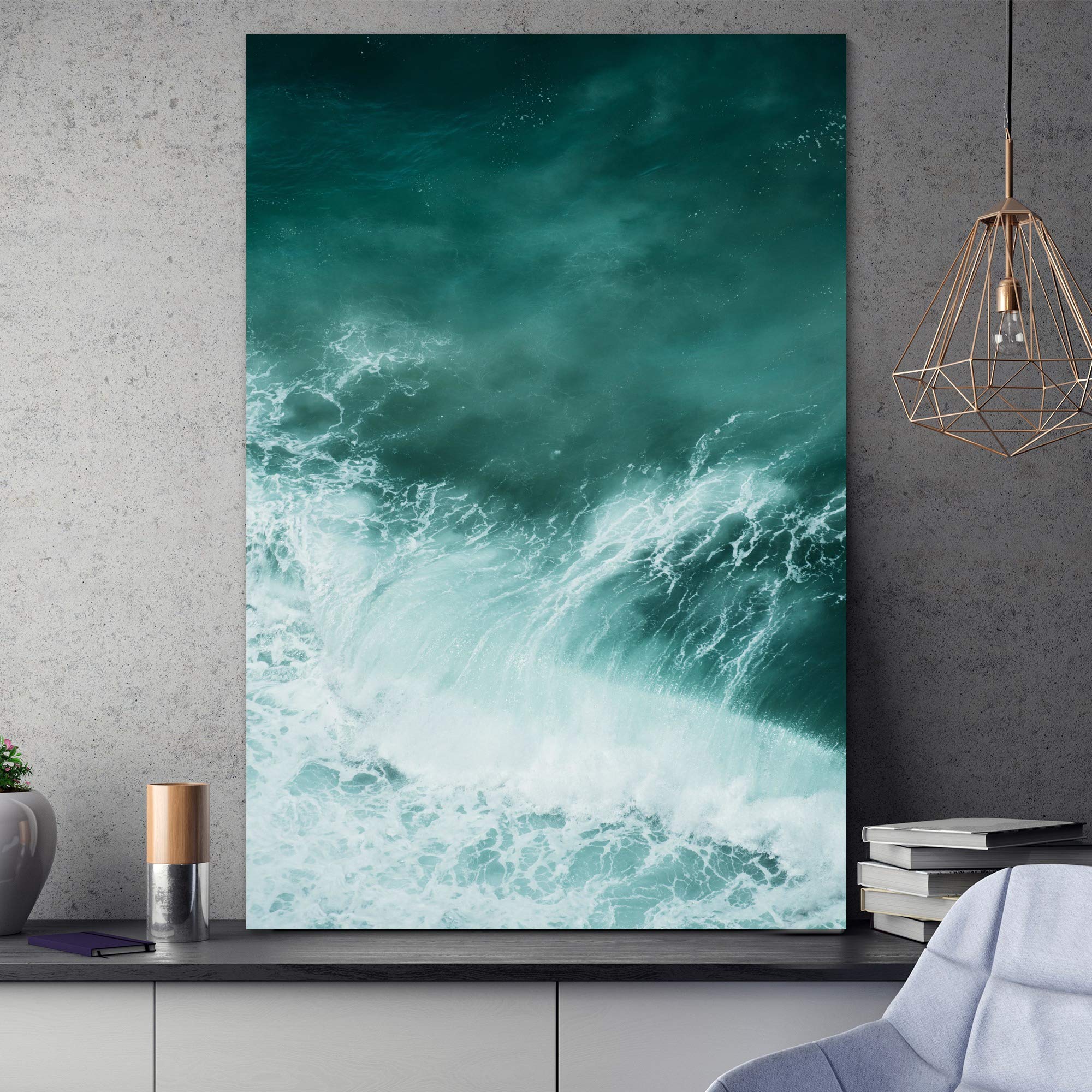 Wind Wave Beach Canvas Wall Art - 32x48 Inches Coastal Blue Photography for Relaxation & Calm | Perfect for Living Room, Bedroom & Office Decor