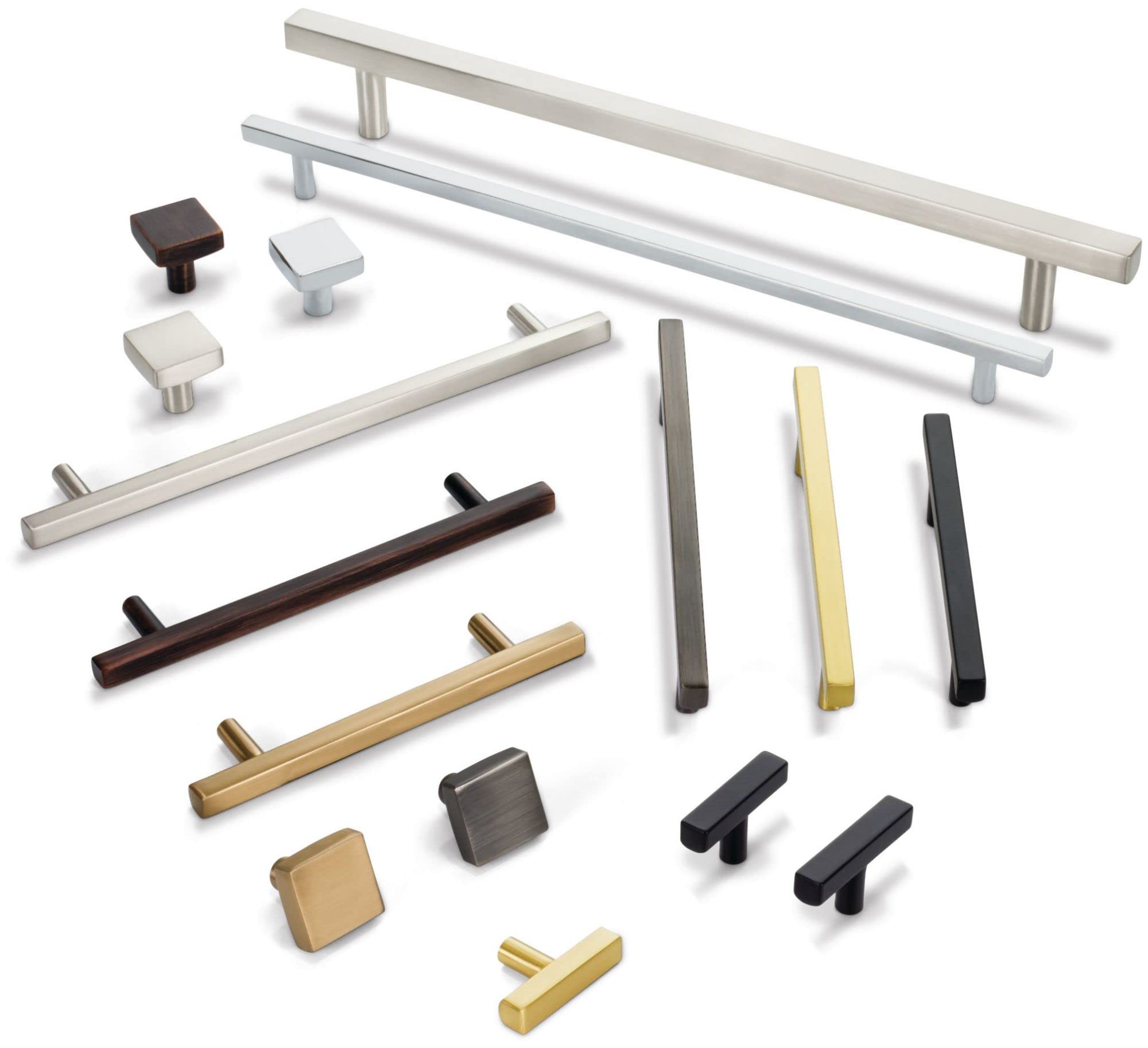 Jeffrey Alexander 18 Inch Brushed Gold Square Dominique Cabinet Pull Handle - Perfect for Kitchen Cabinets, Drawers & Furniture Hardware Upgrade