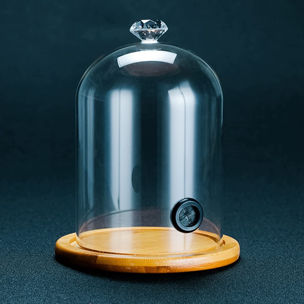 Premium Glass Smoke Infuser Dome - Cocktail Smoker Cover with Wooden Base | Perfect for Smoking Infusion Plates, Bowls & Cocktail Glasses | Ideal for Home Bars, Mixology & Gourmet Food Presentation