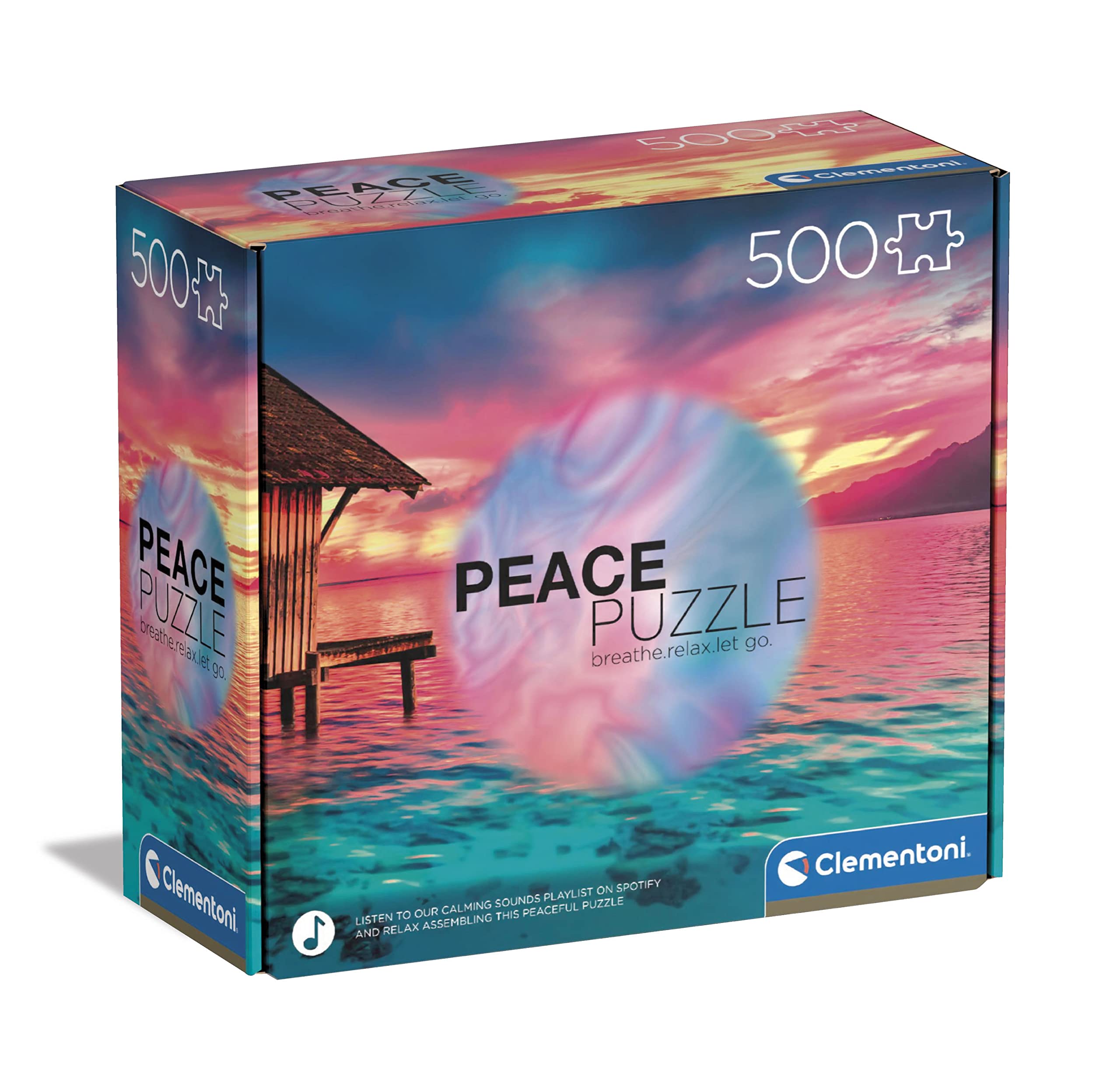 Clementoni 35120 Peace Puzzle - Living The Present 500 Piece Adult Jigsaw Puzzle, Relaxing Landscape Puzzle for Stress Relief & Mindfulness - Made in Italy | Perfect for Meditation Rooms, Home Decor & Gift Giving