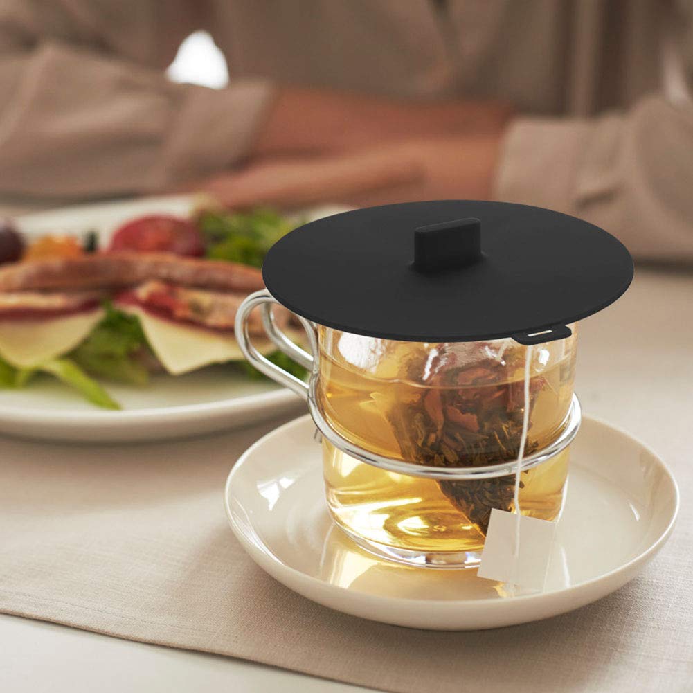 YAMAZAKI Home Tower Cup Cover - Black | Dishwasher Safe Coffee Mug Lid | Perfect for Office, Kitchen & Travel Use