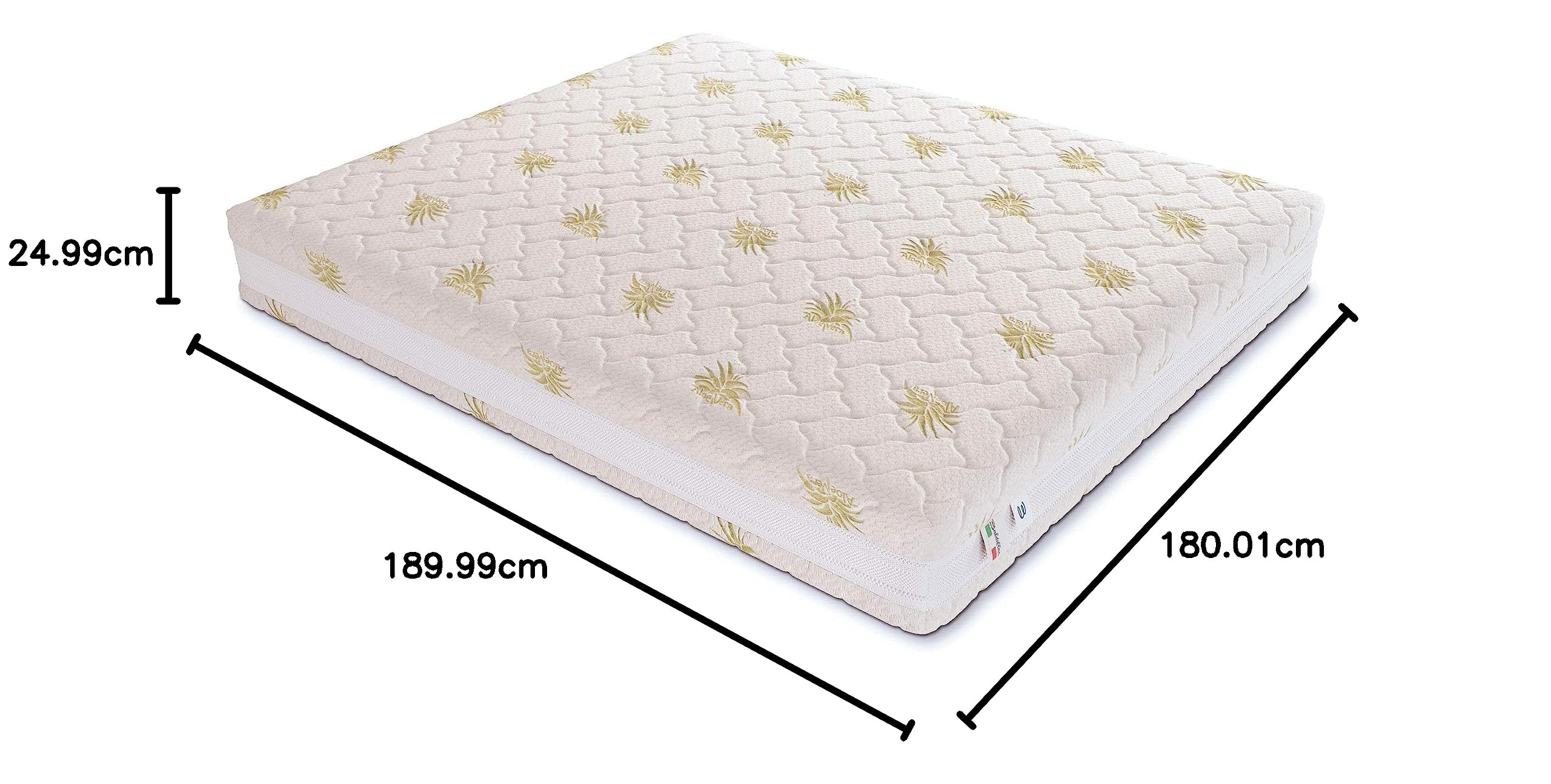 Baldiflex Memory Plus Top Nice Queen Size Mattress 180x190x23cm - Aloe Vera 3D Removable Cover, Ergonomic Zoned Support, Anti-Dust Mite & Breathable for Couples - Perfect for Back Pain Relief & Allergy Sufferers Bedroom Upgrade