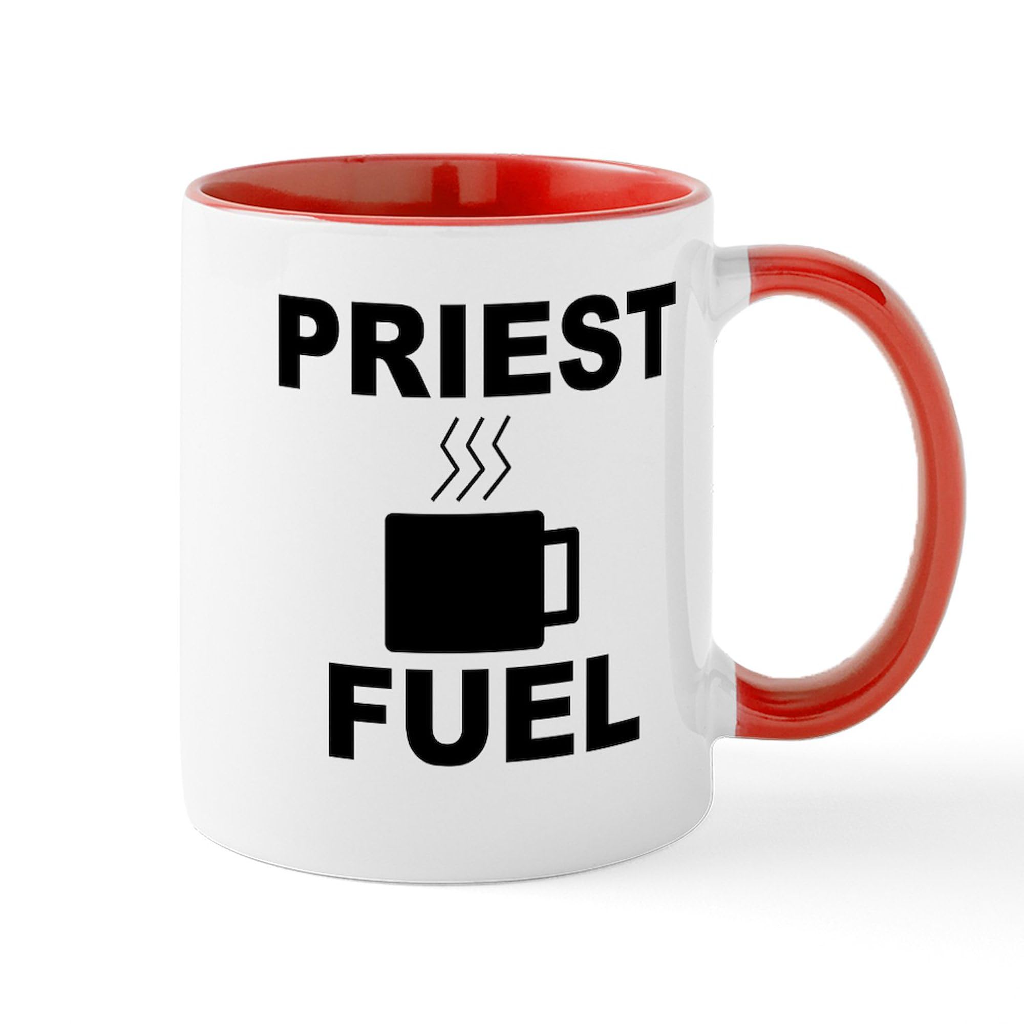 Priest Fuel Ceramic Coffee Mug 11 oz (325 ml) - Funny Gift for Clergy & Religious Humor - Perfect for Church Events, Bible Study & Coffee Lovers