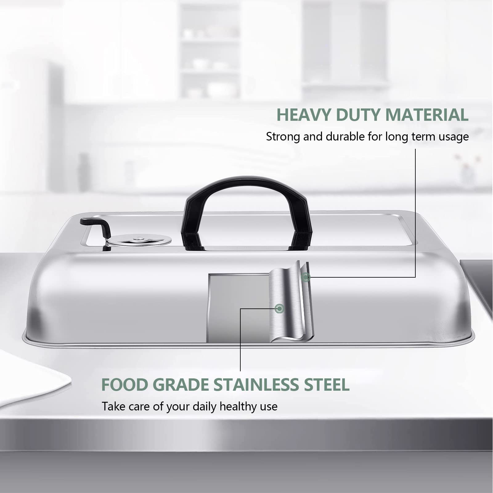 Leonyo 3-Piece Stainless Steel Griddle Cover Set - 9