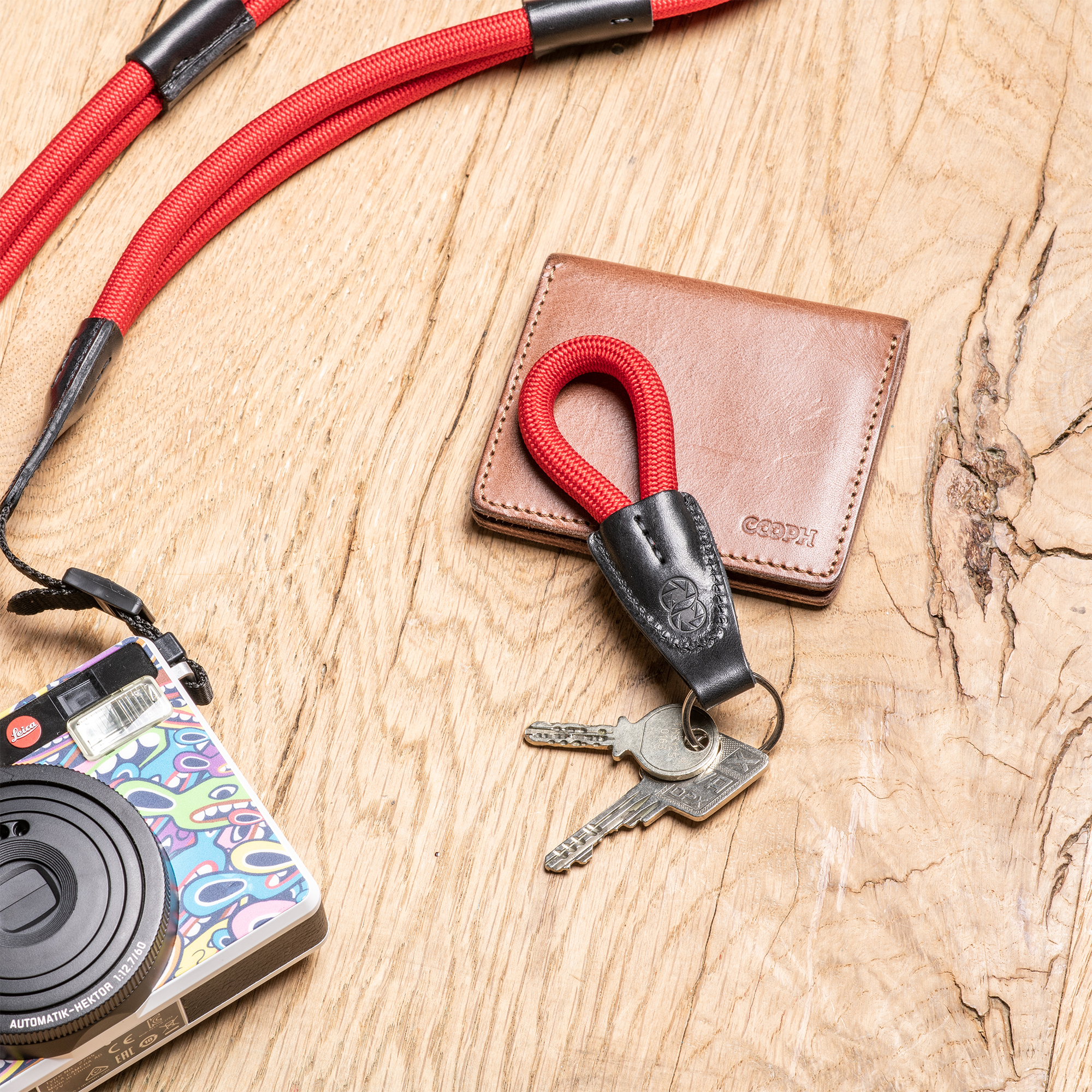 Cooph Leica Rope Keychain - Durable & Stylish Key Holder for Camera Enthusiasts (Red) | Perfect for Travel, Photography Gear & Everyday Carry