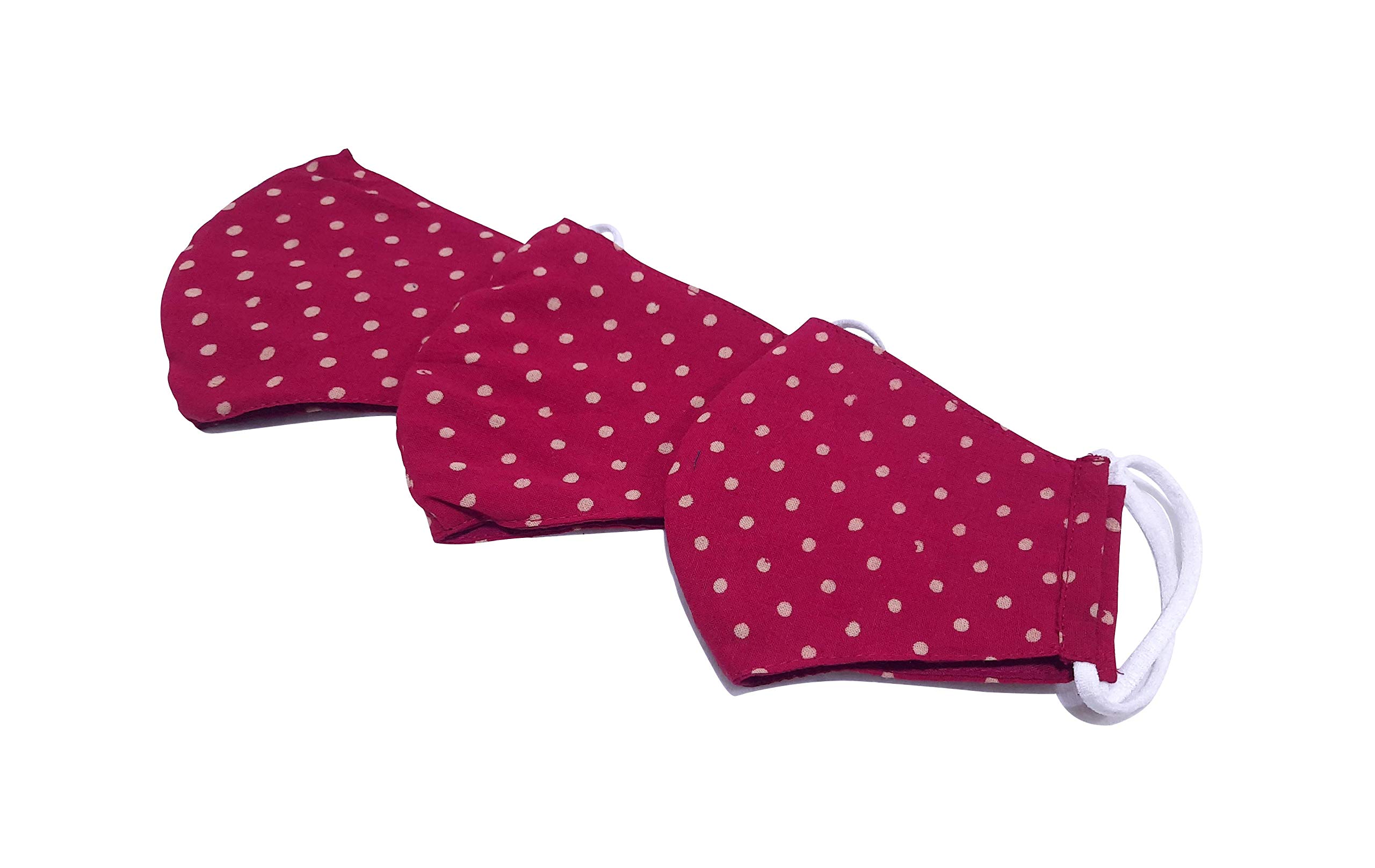 Deeva 3-Pack Polka Dot Cotton Face Masks for Women - Breathable & Comfortable for Daily Use, Travel, and Outdoor Activities