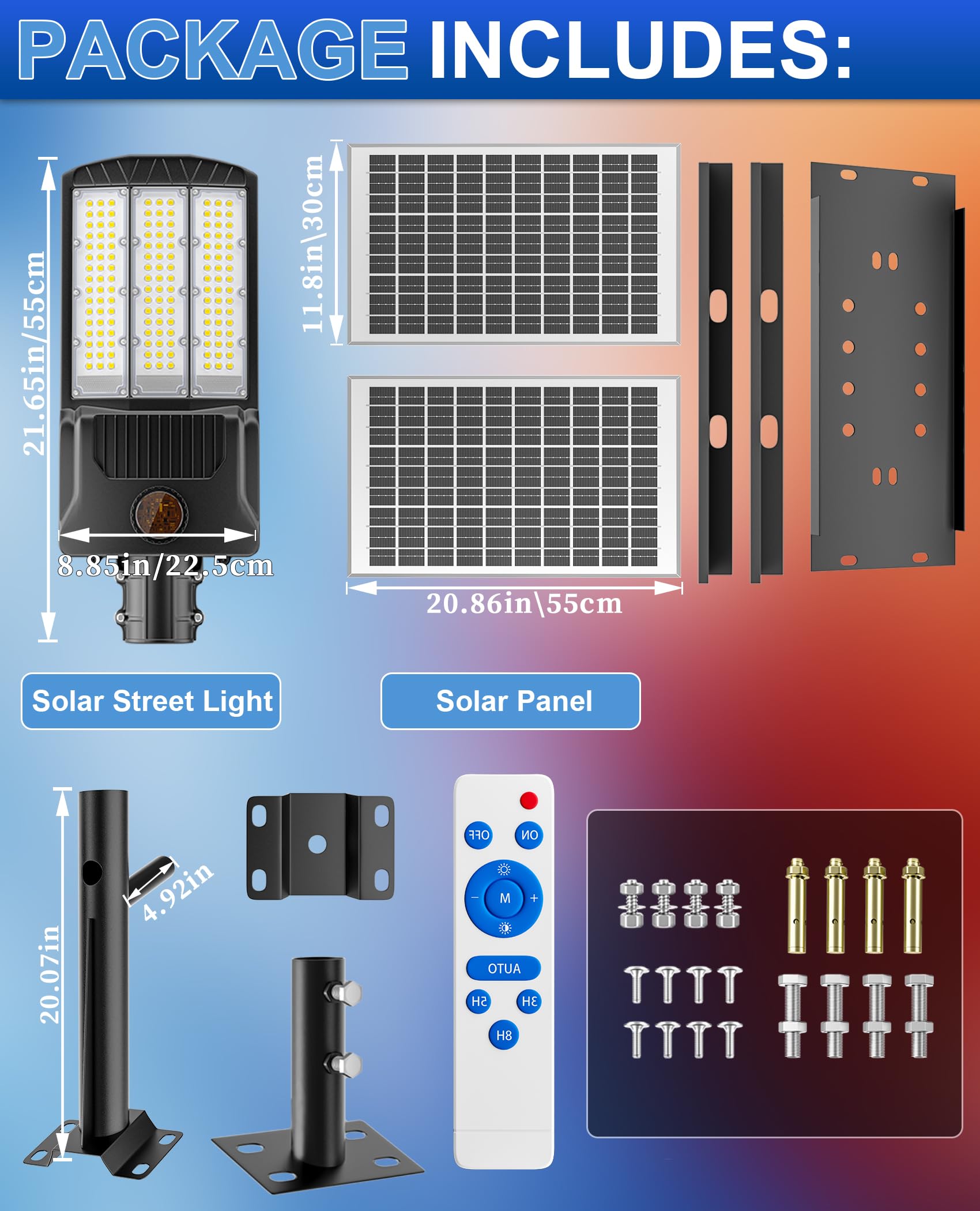 JAYNLT Y-6500W 6500K Solar Street Lights Outdoor - 650000LM High Power Commercial Solar Parking Lot Lights with Remote Control | Waterproof Dusk to Dawn Security Flood Lights for Driveways, Basketball Courts, Parking Areas, Pathways & Backyards