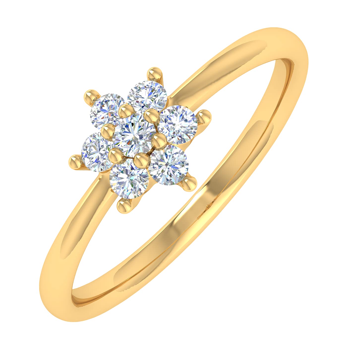 0.15 Carat Diamond Cluster Ring in 14K Gold - Prong Set Wedding Band for Women, Elegant Anniversary Gift for Her, Perfect for Engagement, Proposal & Special Occasions