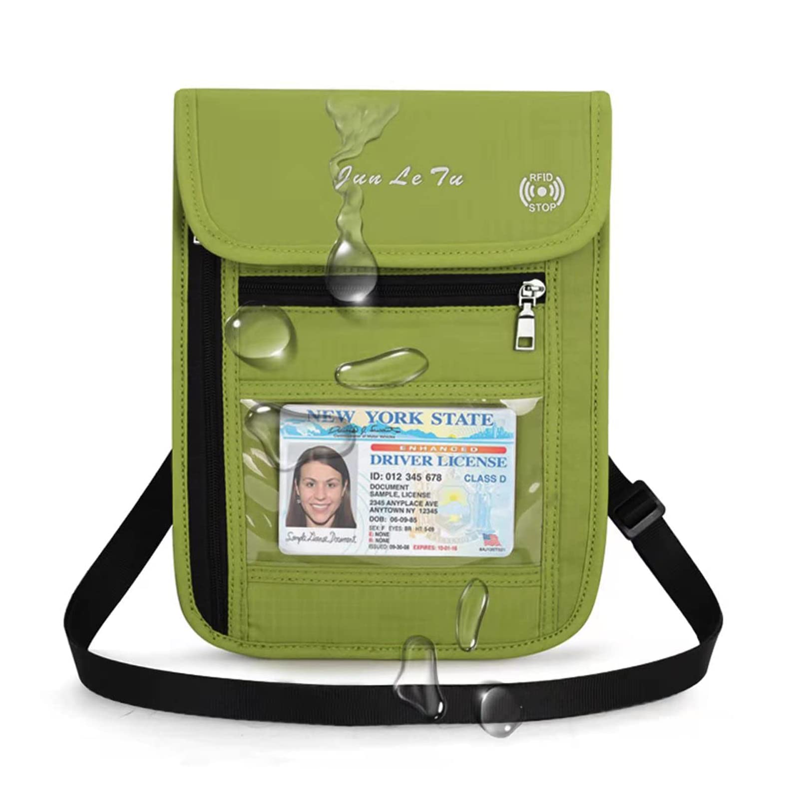 RFID Passport Holder for Travel - Waterproof Document Organizer with Visual Window | Neck Wallet for Men & Women | Perfect for Airports, Vacations & Business Trips (Green)