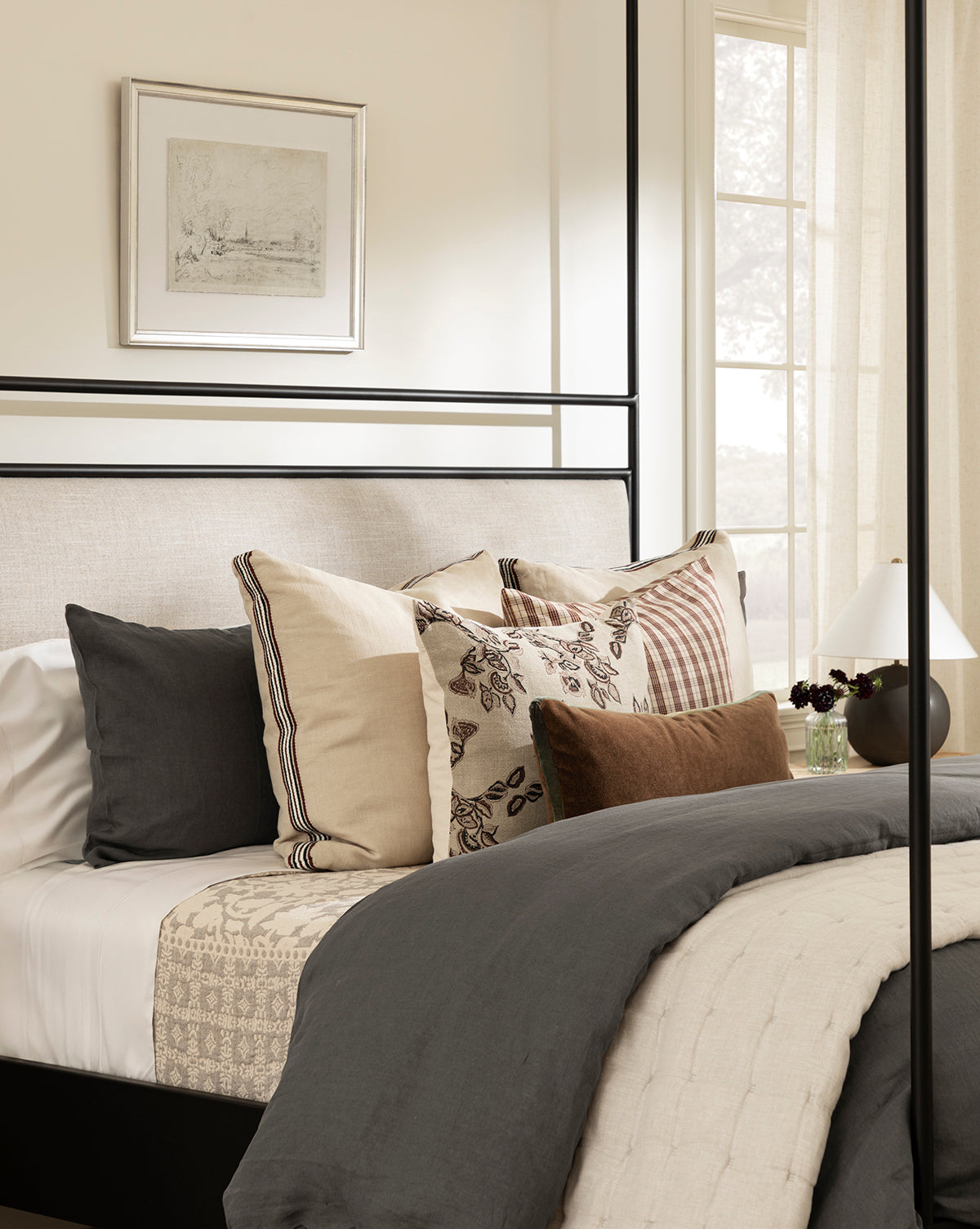 Premium Penelope Gray Linen Shams Set of 2 - Soft 100% Flax Linen Pillowcases for Bedroom Decor - Perfect for Master Bedroom, Guest Room & Cozy Home Styling