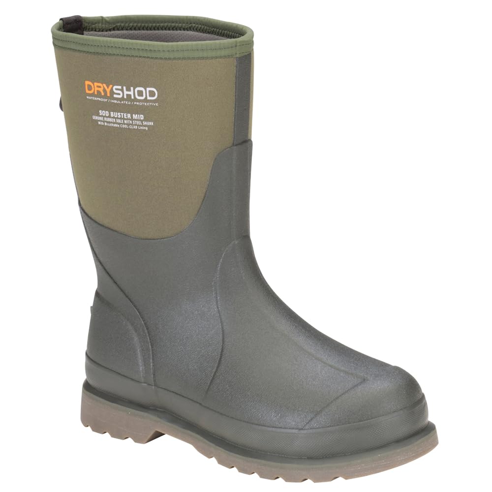 Dryshod Men's Sod Buster Waterproof Outdoor Work Boots - Mid Height Gardening & Yard Work Shoes for Hiking, Farming & Landscaping