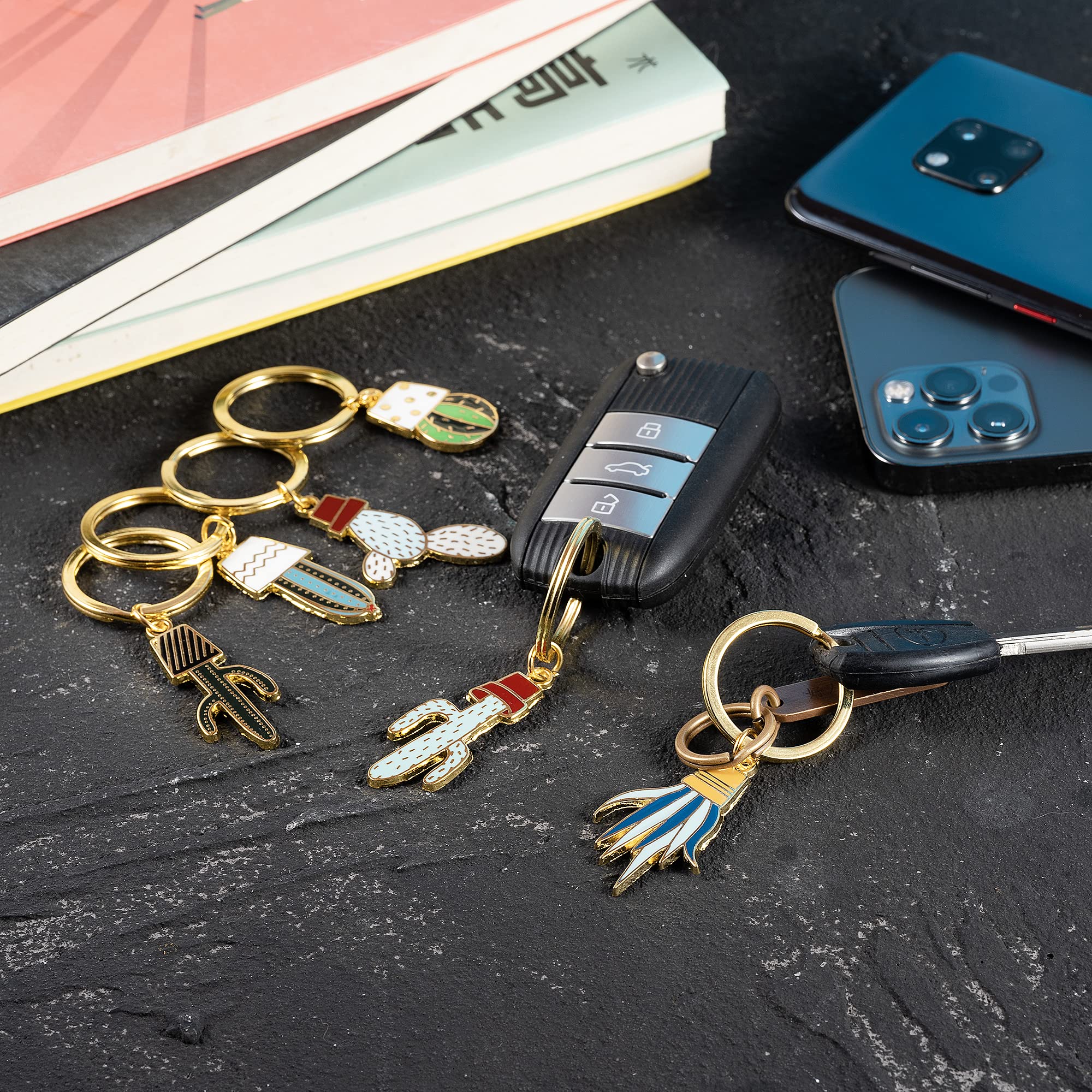 Adorable Cactus Keychain Set - Fun & Creative Key Rings for Women, Men, Kids - Perfect Gift for Friends, Family & Coworkers - Great for Backpacks, Purses & Key Organization