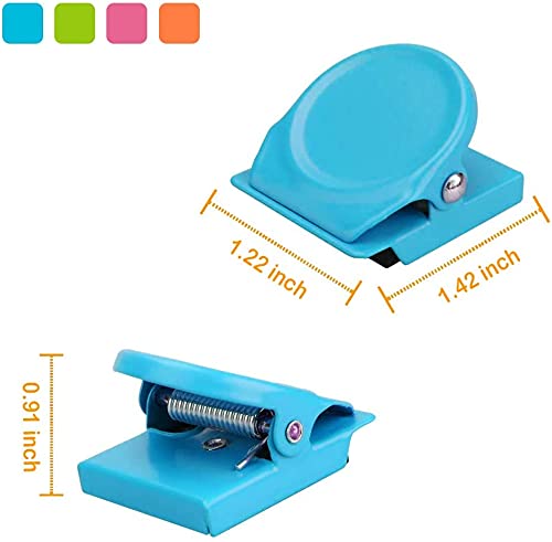 Strong Magnetic Clips & Hooks - 4pcs Blue Refrigerator Magnets for Whiteboard, Wall, Fridge - Heavy Duty Memo Note Holders - Perfect for Kitchen, Office & School Organization