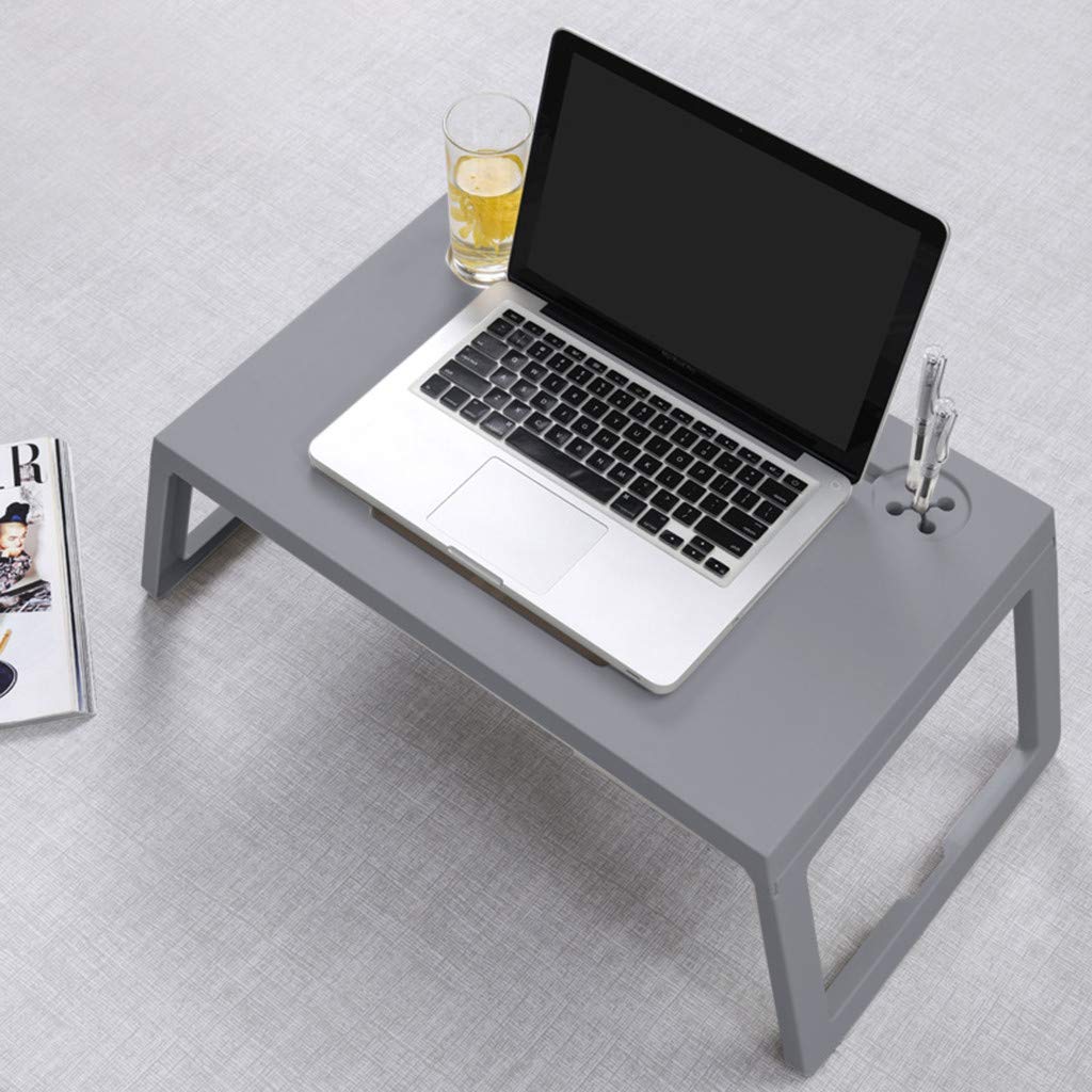 Foldable Overbed Table with Wheels - Adjustable Height Mobile Laptop Desk for Home, Office, Hospital & Dorm - Portable Study Writing Breakfast Table for Students & Patients (Gray) - Perfect for Bedside Use, Remote Work & Small Space Living