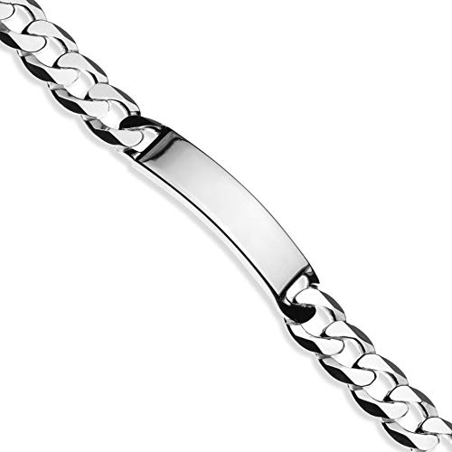 Extra Shiny 12mm Cuban Link ID Bracelet for Men & Boys - 925 Sterling Silver Italian Crafted - Adjustable 8 to 9 Inches - Premium Quality Jewelry - Certified Made in Italy - Gift Box Included - Perfect for Gifts, Parties & Everyday Wear