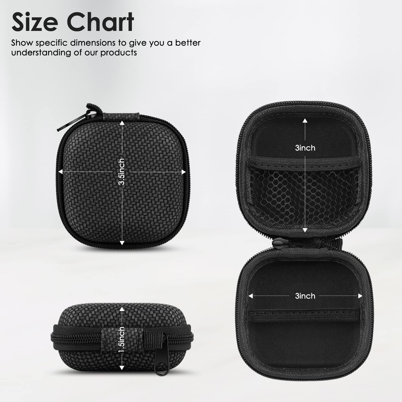 Premium Hard EVA Earphone Carrying Case with Carabiner - Protective Storage for AirPods, Headphones, Charging Cables & Small Accessories | Travel, Gym & Daily Use Organizer