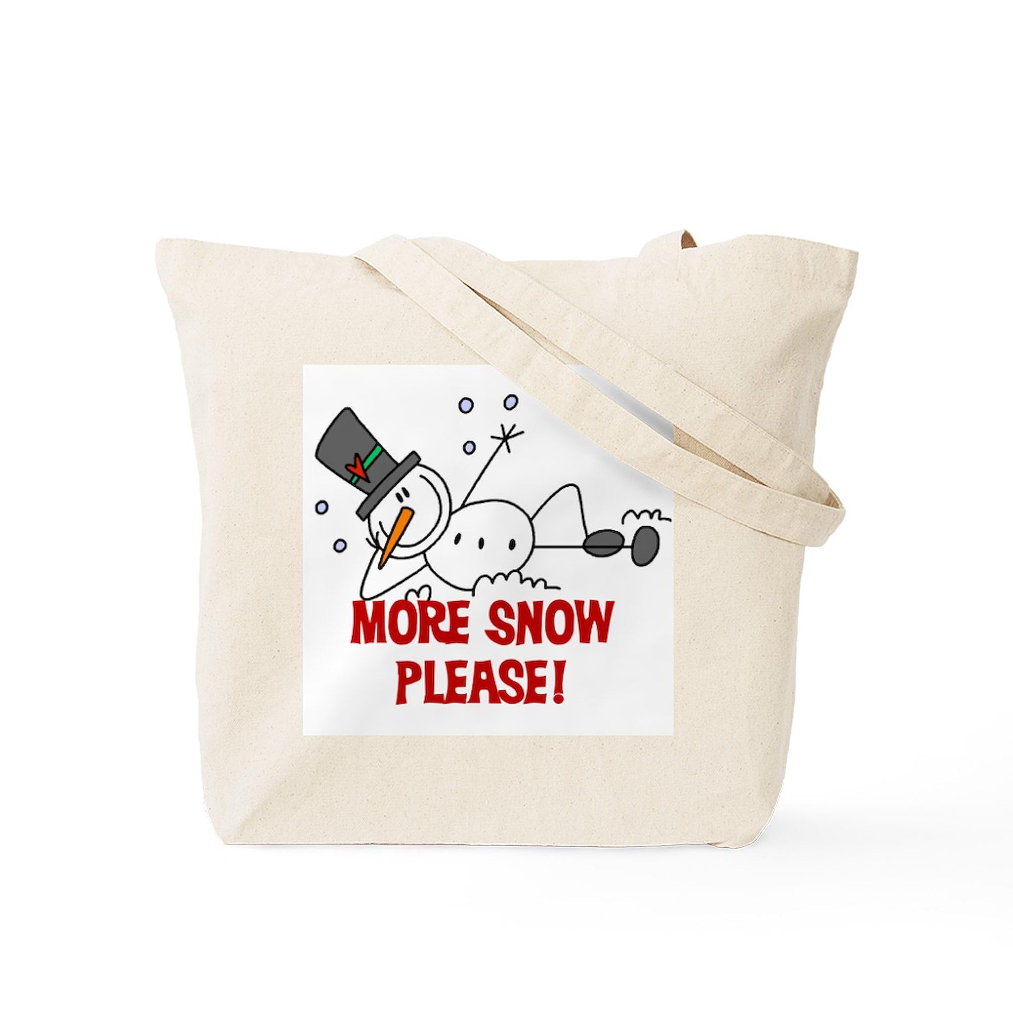 More Snow Snowman Tote Bag - Natural Canvas Reusable Shopping Bag for Groceries, Beach & Holiday Gifts | Eco-Friendly & Durable