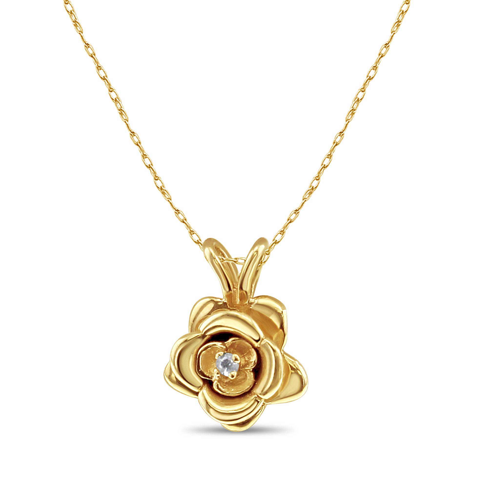 14K Yellow Gold Rose Diamond Necklace for Women - Elegant Valentine's Day Gift, Anniversary Jewelry & Special Occasion Accessory