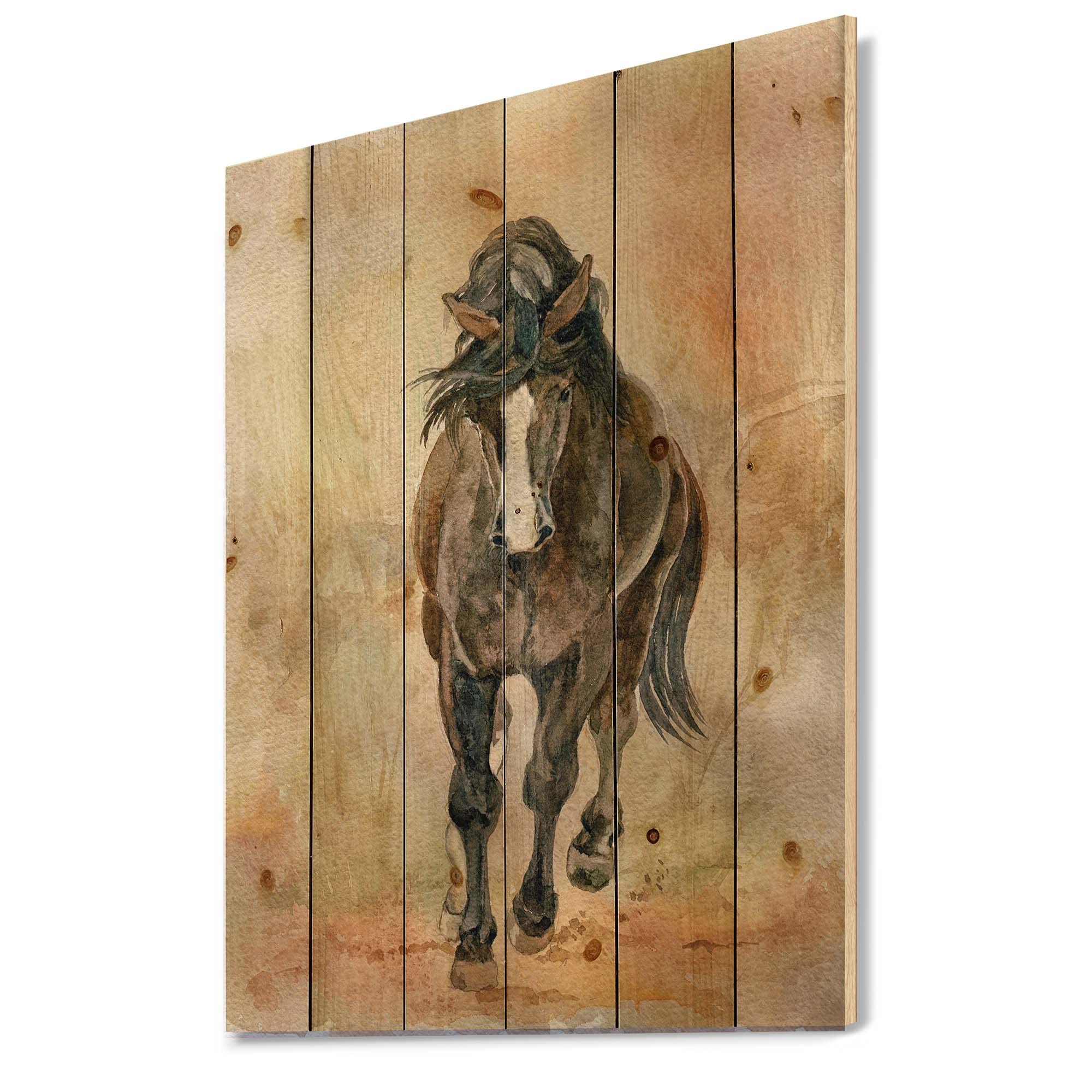 Beautiful Chestnut Horse Portrait - Farmhouse Wood Wall Decor, Brown Wood Wall Art, Large Animal Wood Panels Printed on Natural Pine - Perfect for Living Room, Bedroom, or Country Home Decor