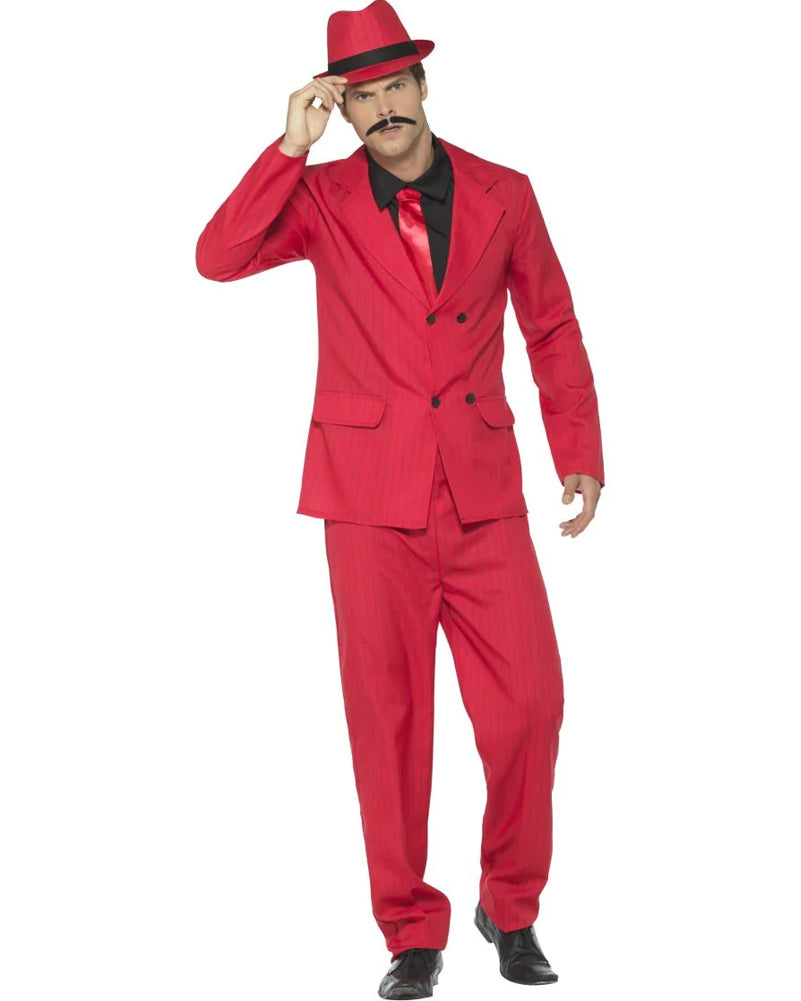 Vintage 1940s Red Zoot Suit Gangster Costume for Men - 20s 30s Swing Dance & Halloween Party Outfit