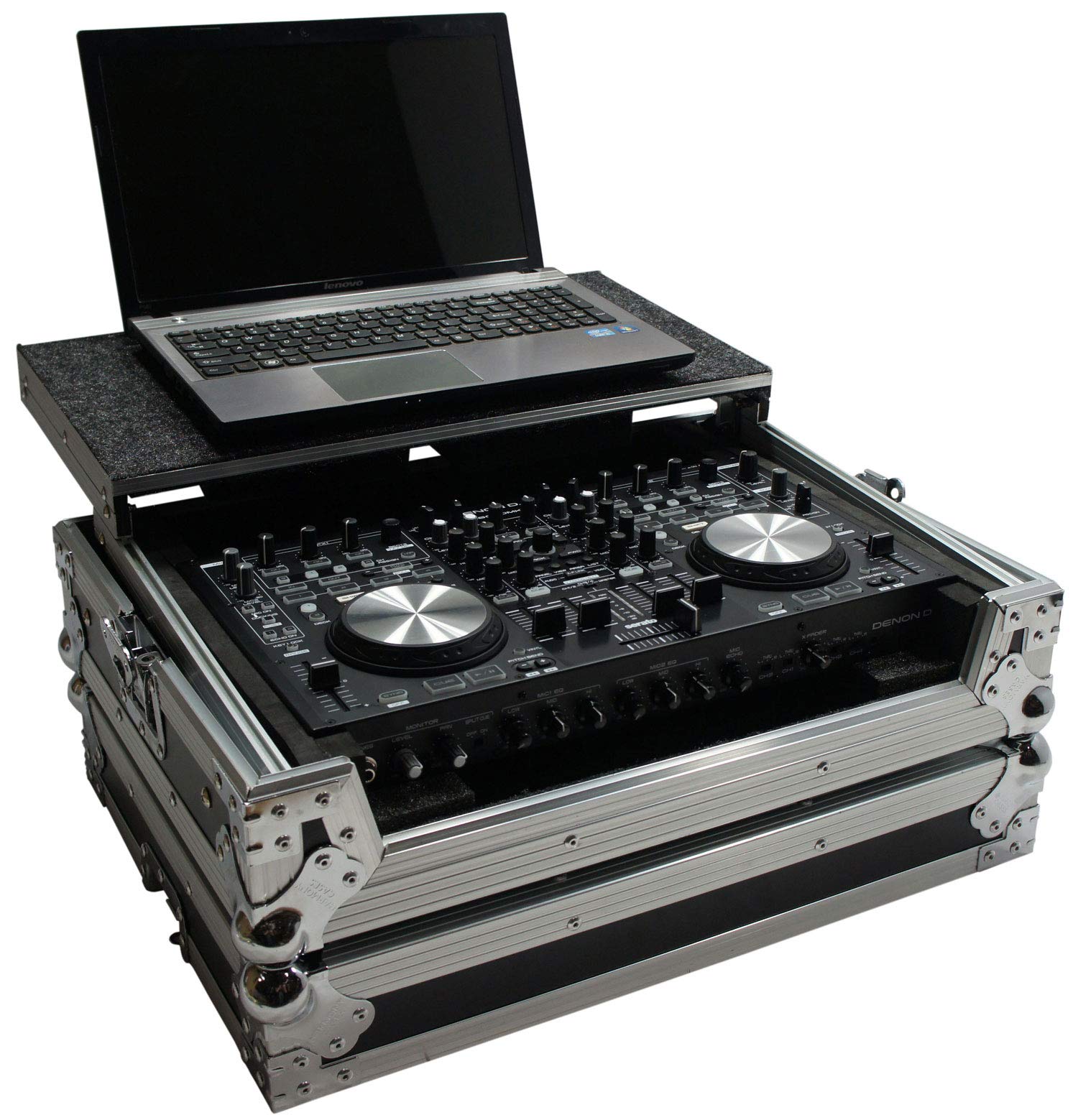 Harmony Audio HCDNMC6000LT Flight Glide Laptop Stand DJ Case - Compatible with Denon DN-MC3000 Mixer | Perfect for DJs, Music Producers & Live Performances