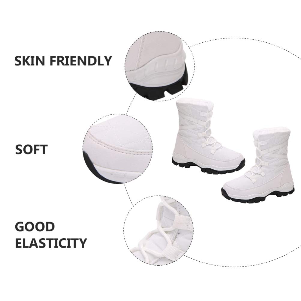 Holibanna Women's Mid-Calf Winter Snow Boots - Warm Waterproof Leather Ankle Booties for Cold Weather, Hiking & Outdoor Activities
