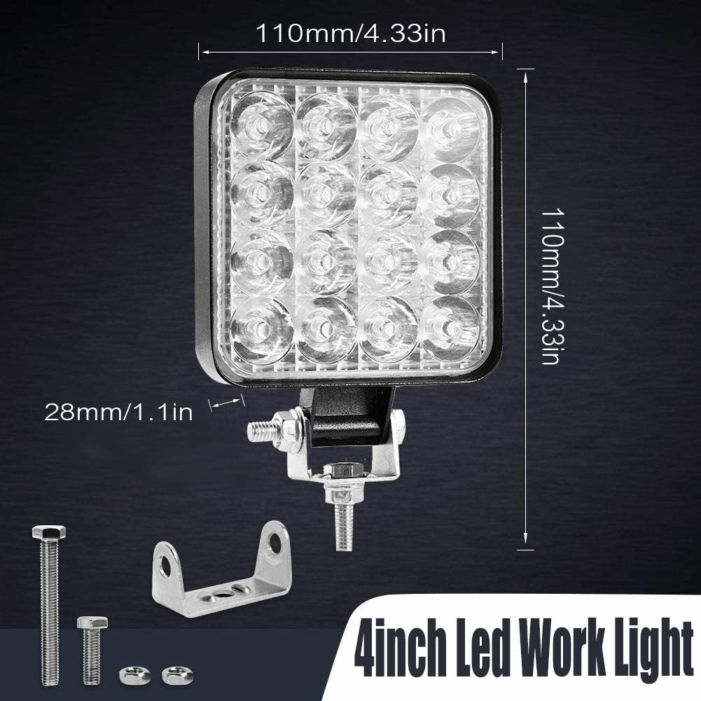 Turboo 4-Inch 48W LED Light Bar - 20PCS Square Spot Work Lights for Off-Road Vehicles, Trucks, ATV, SUV, UTV, 4WD, Jeep & Boat - Waterproof LED Lights for Night Driving, Camping & Outdoor Adventures