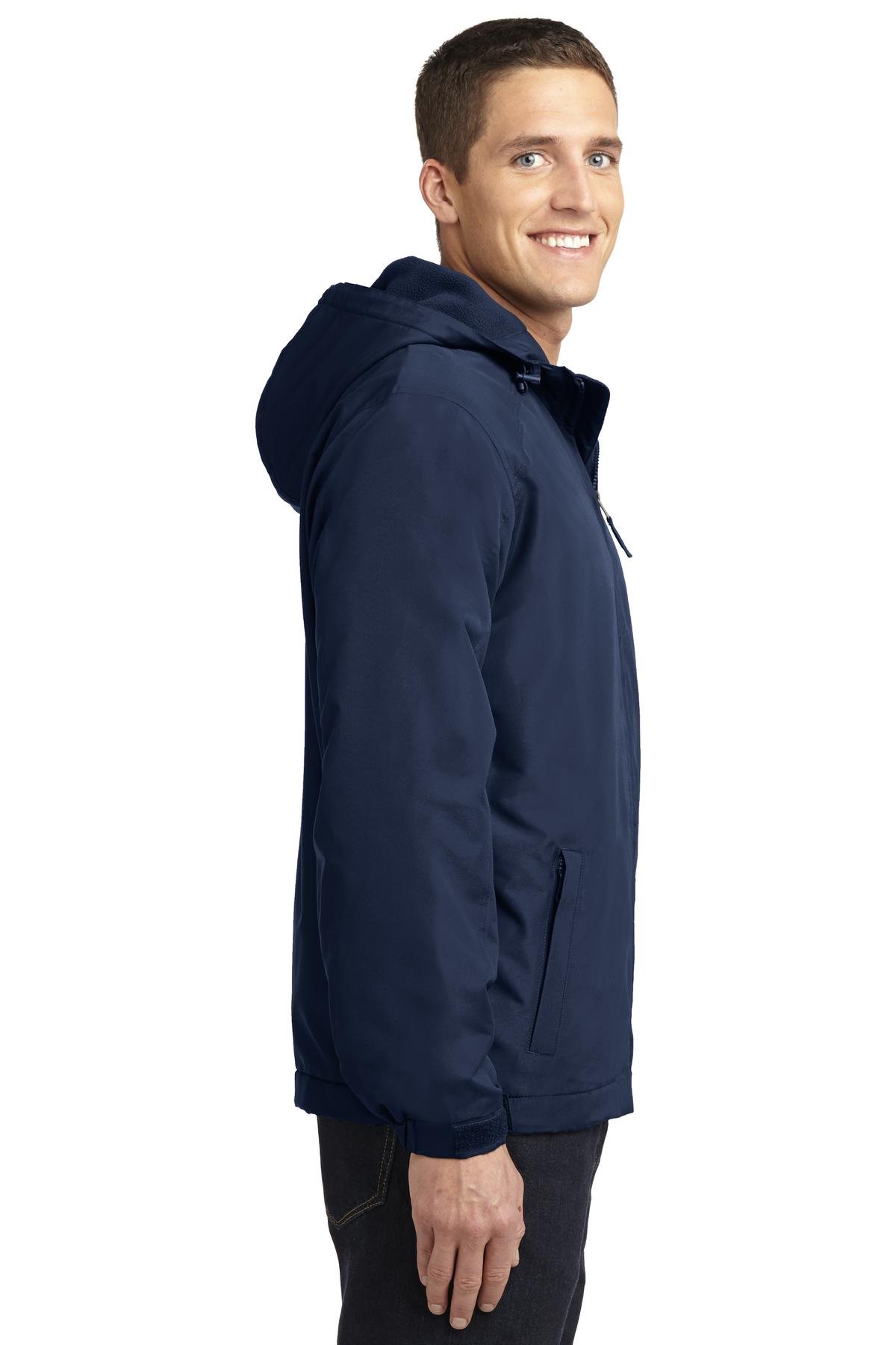 Port Authority Men's Hooded Charger Jacket - XXL True Navy - Lightweight Water-Resistant Fleece-Lined Jacket for Outdoor Work & Casual Wear