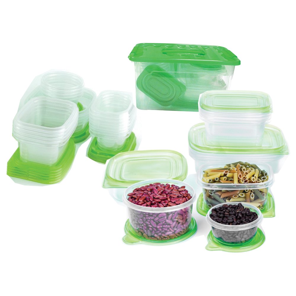 54-Piece Plastic Food Storage Container Set with Airtight Green Lids - BPA-Free Kitchen Organization for Meal Prep, Leftovers & Pantry Storage