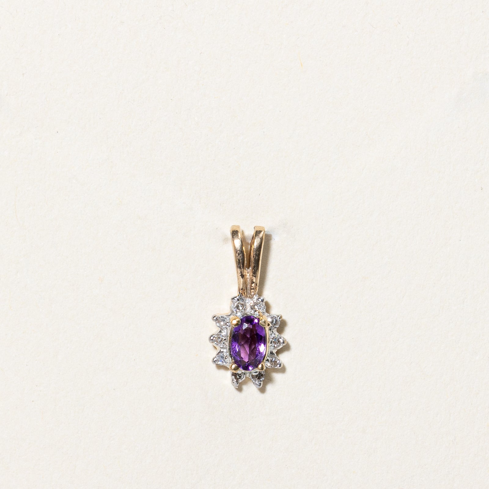 Amethyst & Diamond Halo Pendant Necklace - 0.15ct Genuine Amethyst with 0.05ctw Diamond Accents - Elegant Jewelry Gift for Women - Perfect for Weddings, Anniversaries & Special Occasions