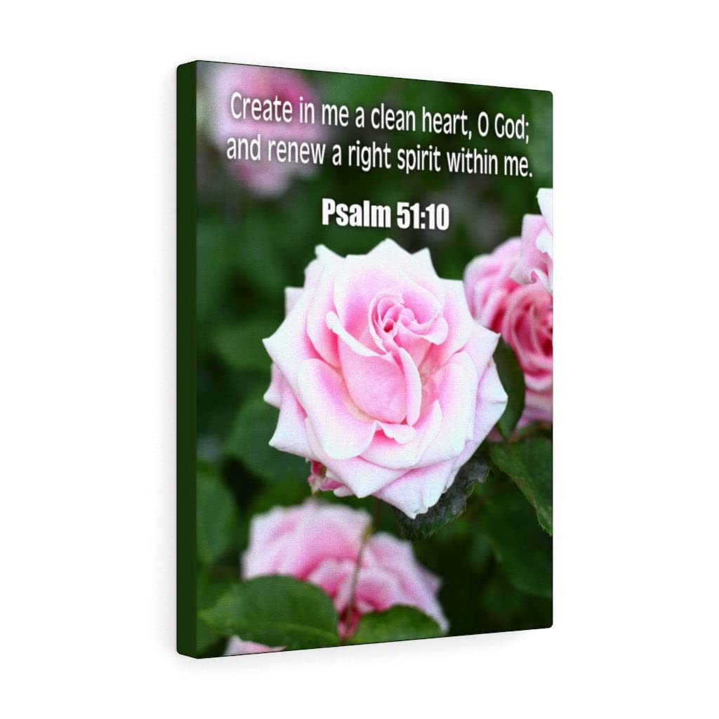 Christian Wall Art with Bible Verse - Psalm 51:10 Scripture Print | Ready to Hang Home Decor for Bedroom, Living Room & Church | Inspirational Gift for Weddings, Baptisms & Christian Holidays
